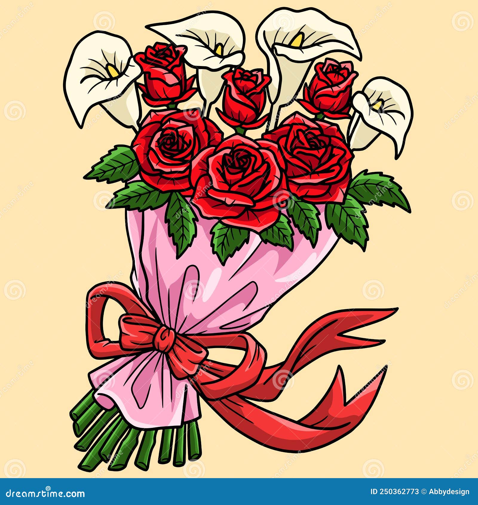 Flower Bouquet Colored Cartoon Illustration Stock Vector Illustration