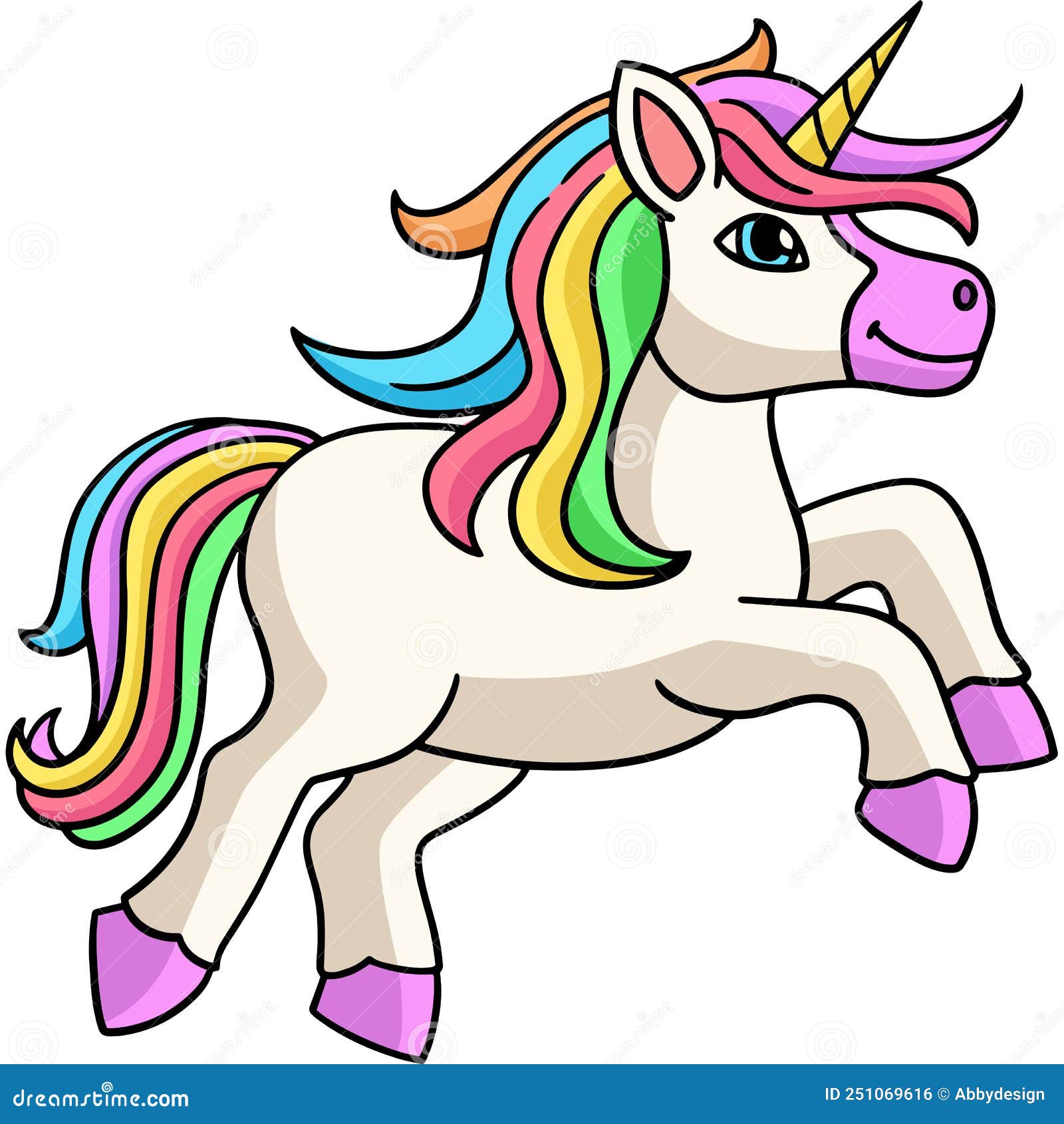 Hopping Unicorn Cartoon Colored Clipart Stock Vector - Illustration of ...