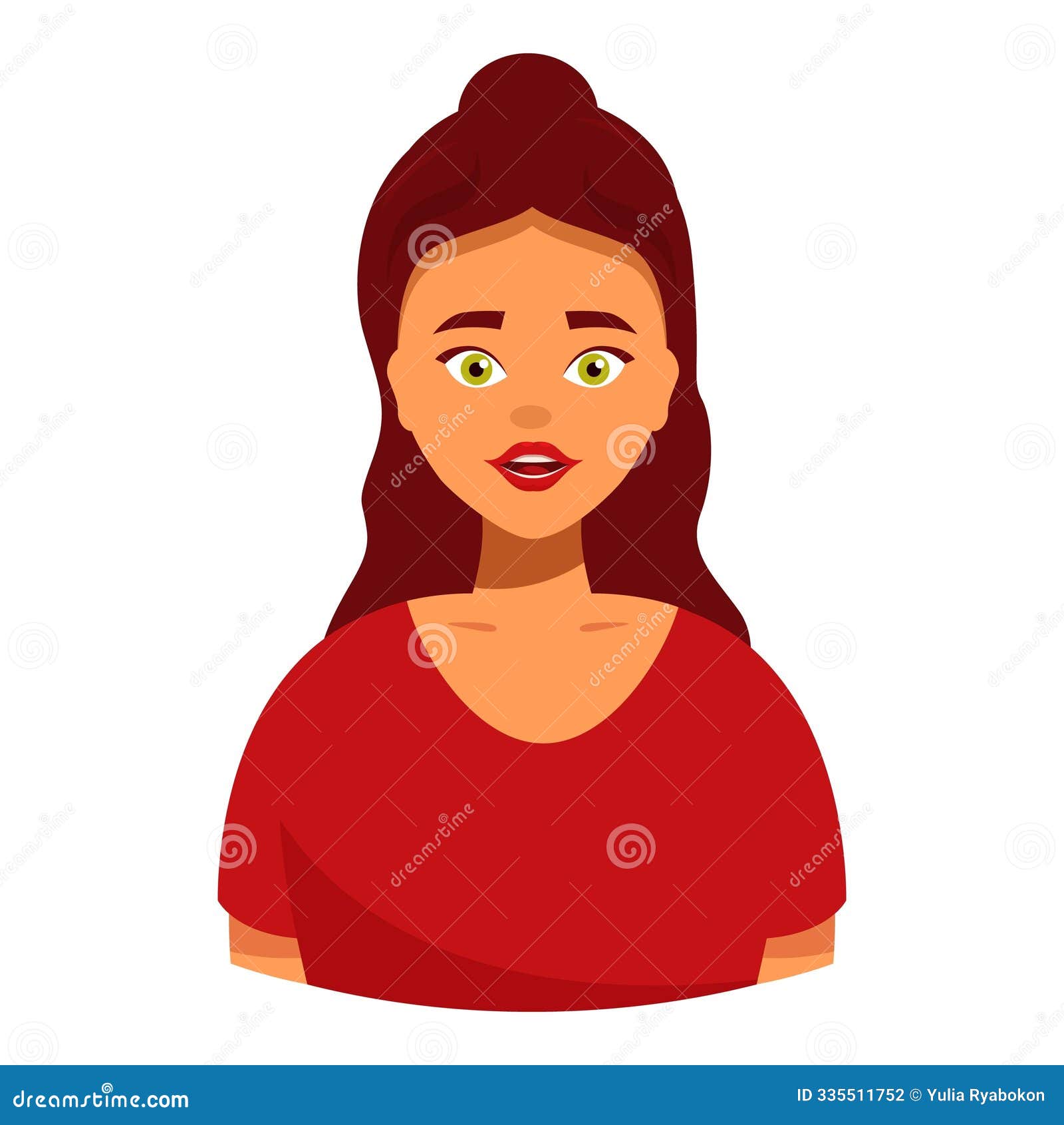 Surprised Woman with Red Hair and Green Eyes is Looking at Something