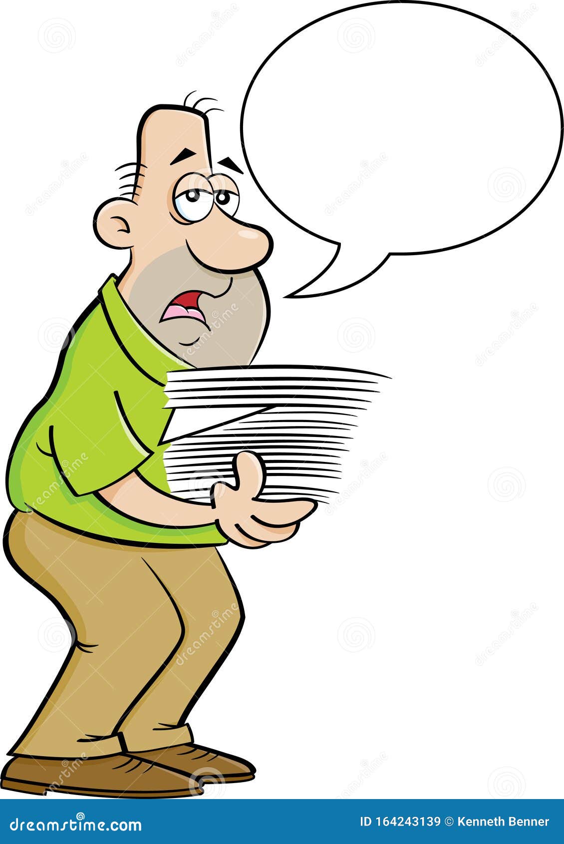 Cartoon Tired Man Holding an Armload of Papers with a Caption Balloon. Stock Vector - Illustration of paper, papers: 164243139 Cartoon Tired Man Holding an Armload of Papers with a Caption Balloon. Stock Vector - Illustration of paper, papers: 164243139