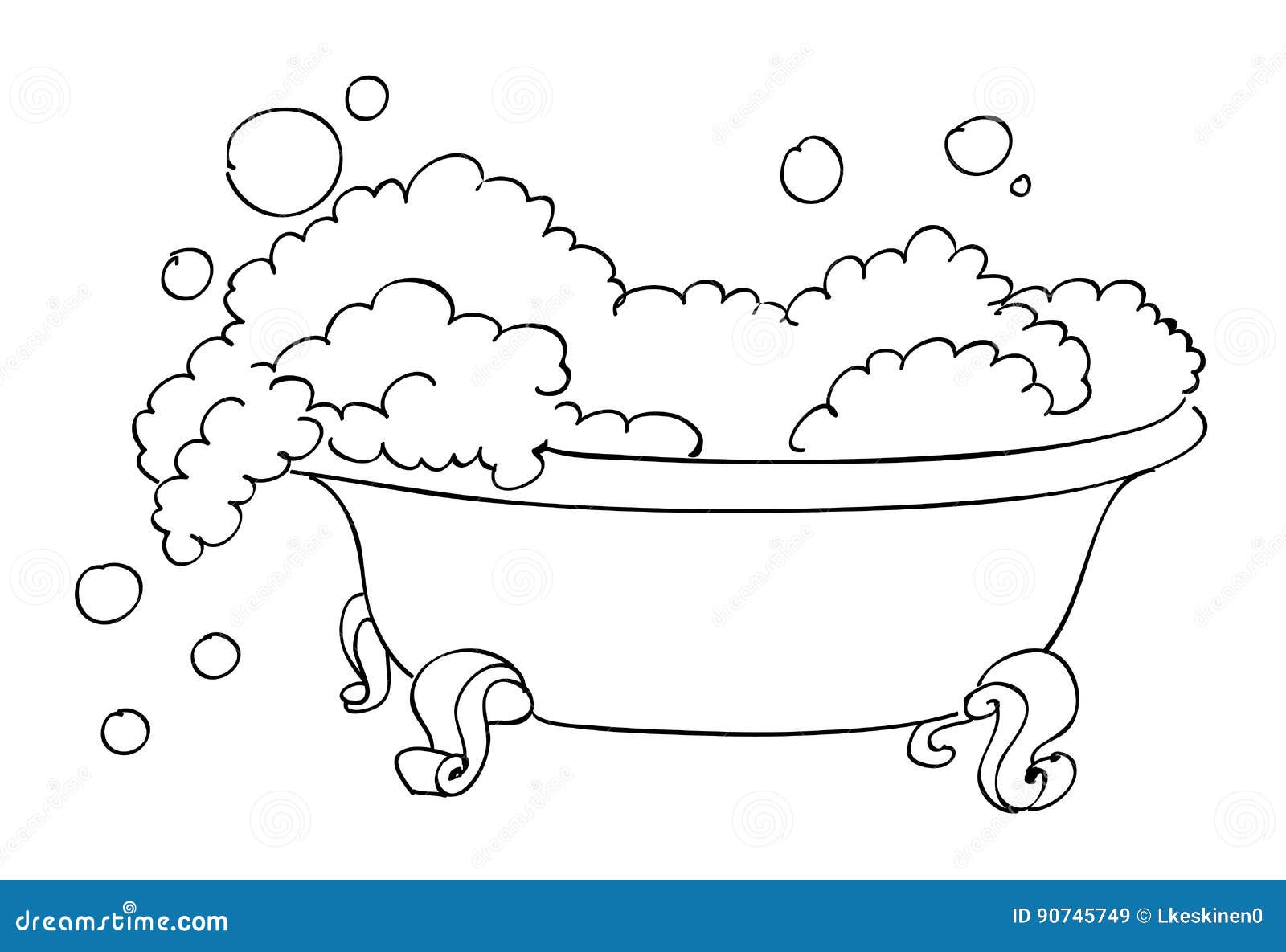 Cartoon image of bathtub stock vector. Illustration of retro - 90745749