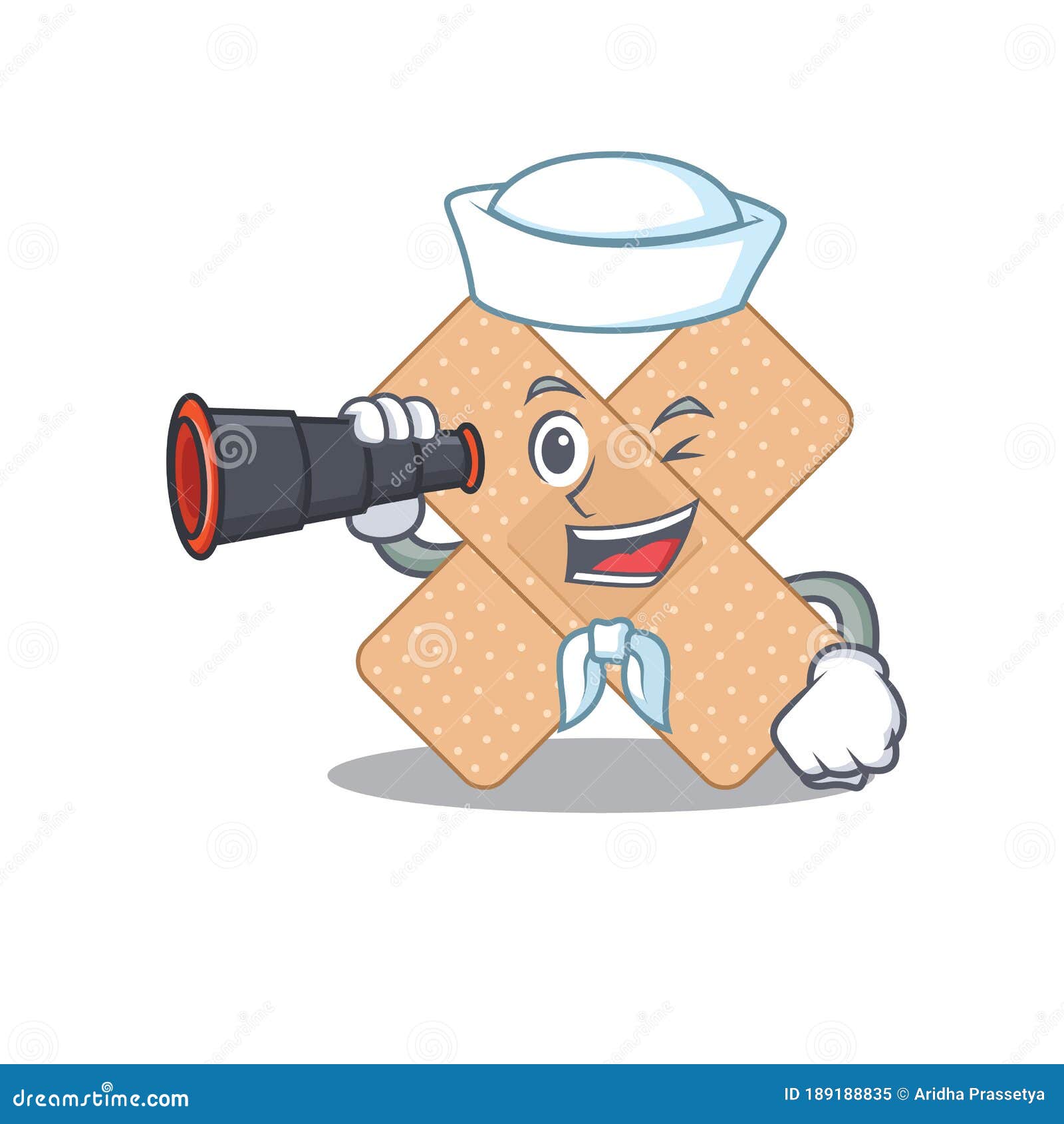 A Cartoon Image Design of Cross Bandage Sailor with Binocular Stock