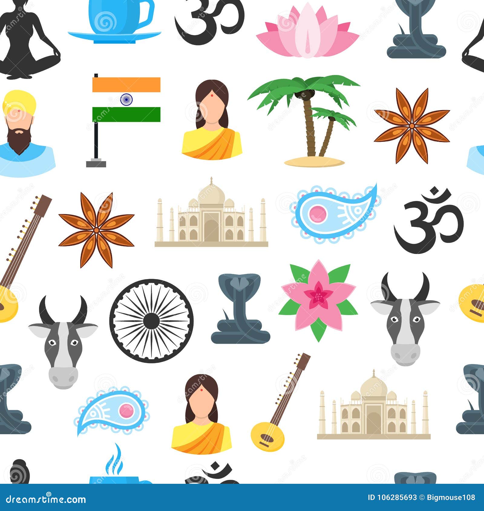 Cartoon India Seamless Pattern Background. Vector Stock Vector - Illustration of colorful, color: 106285693 Cartoon India Seamless Pattern Background. Vector Stock Vector - Illustration of colorful, color: 106285693