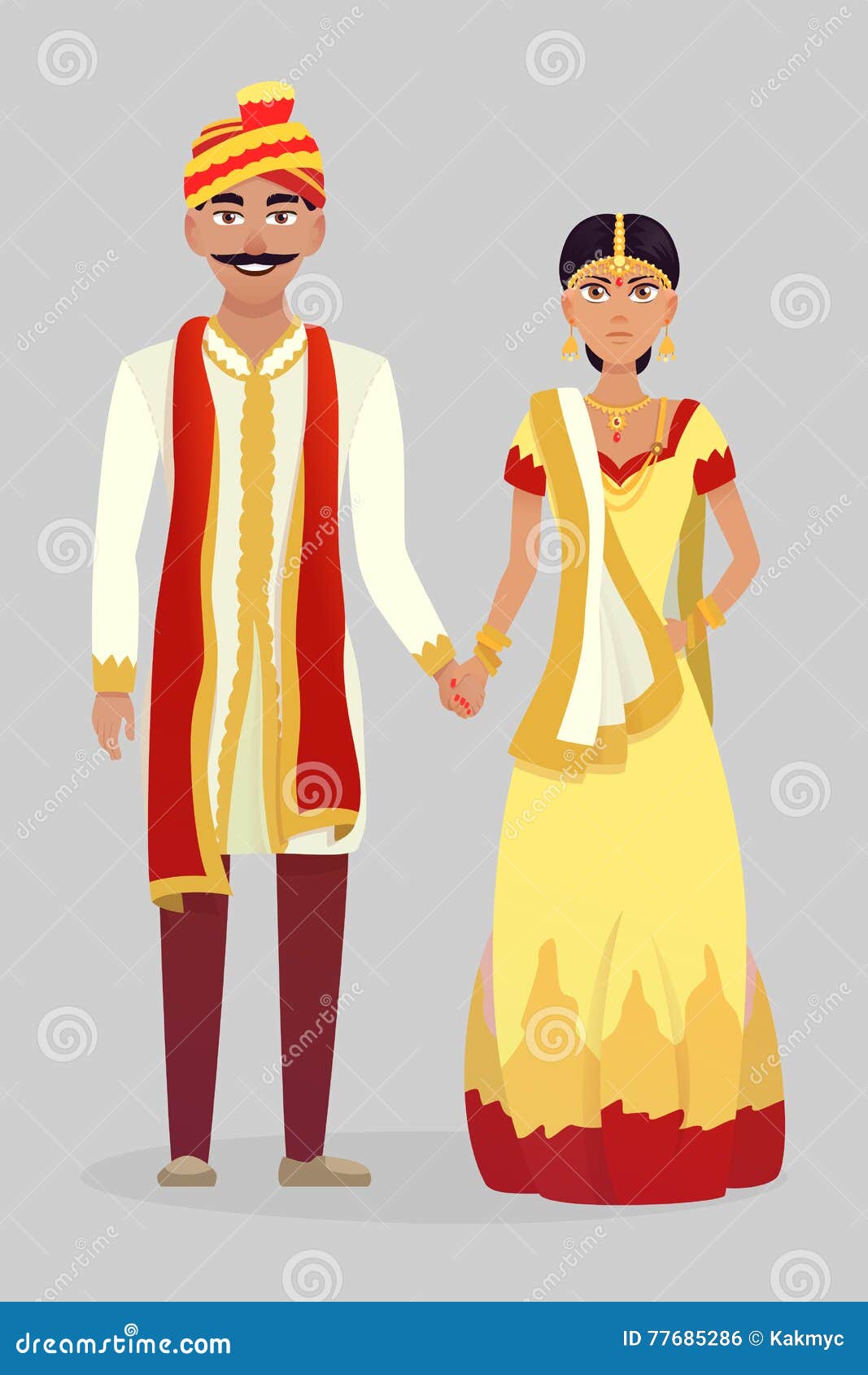Cartoon Indian Wedding Couple Stock Vector Illustration Of