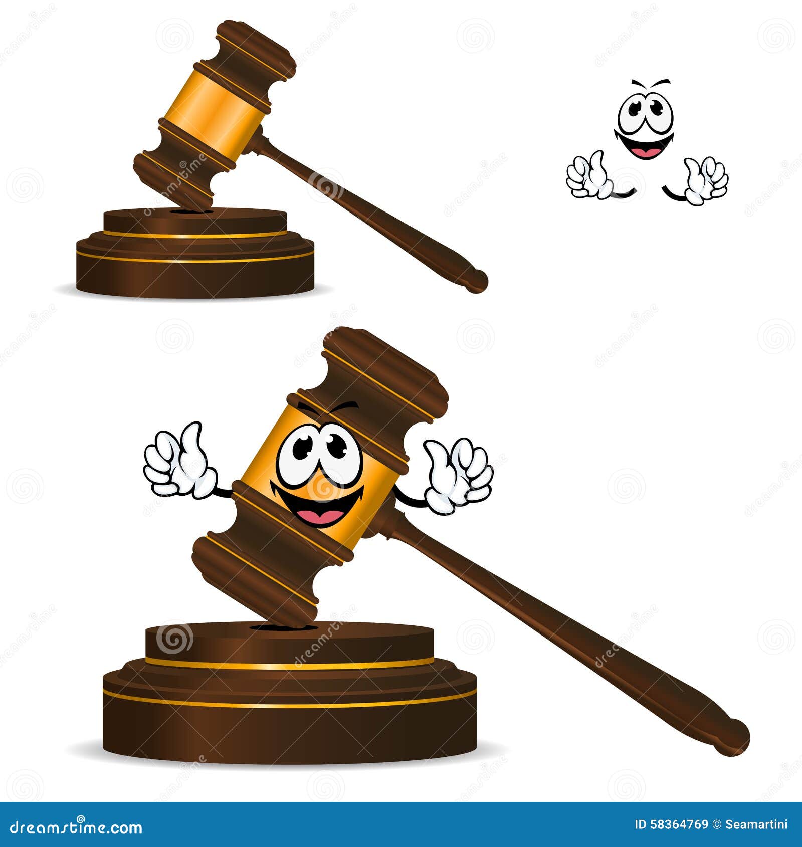 Cartoon Isolated Fun Wooden Gavel Stock Vector - Image: 58364769