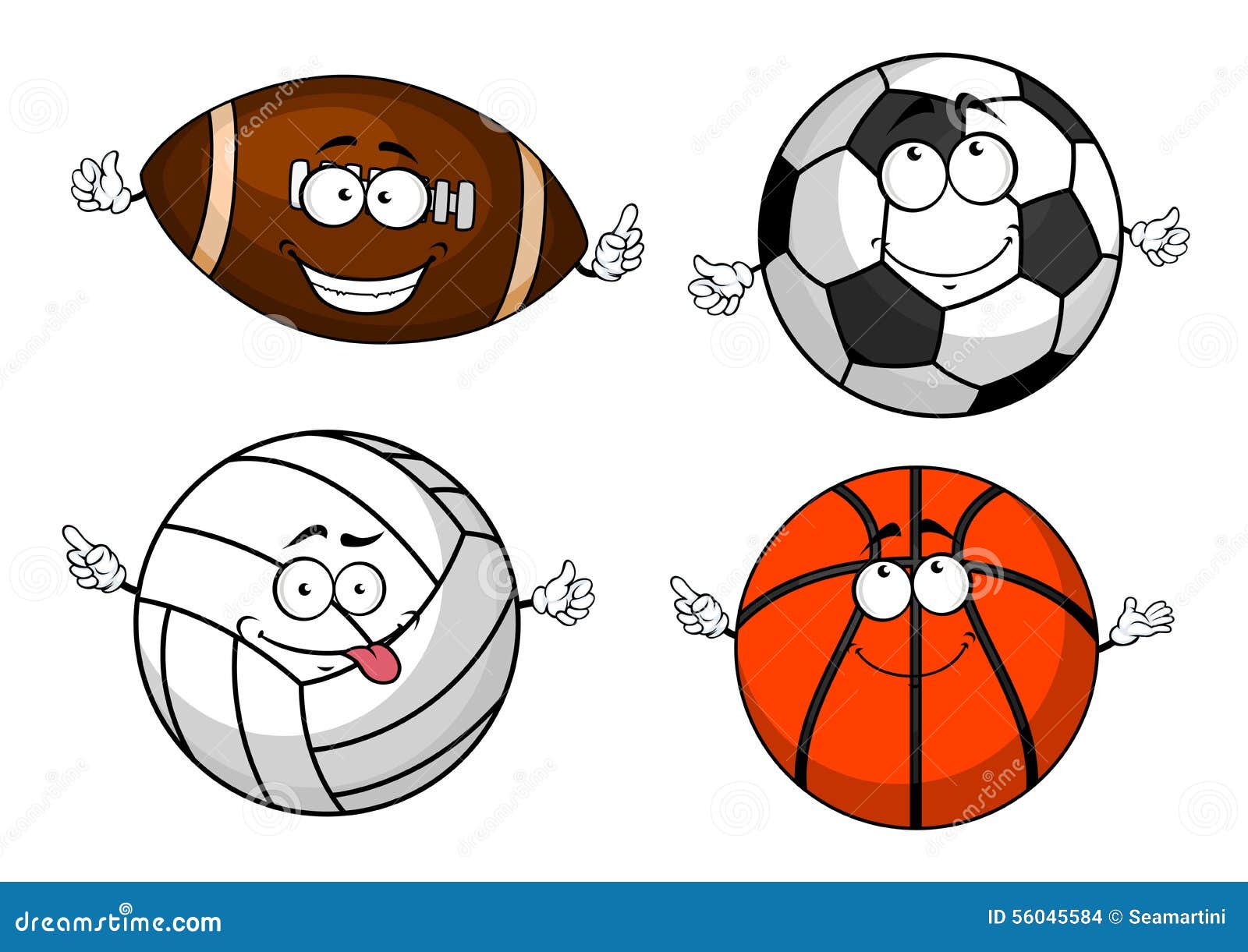 Cartoon Isolated Sport Balls Characters Stock Vector - Illustration of ball,  isolated: 56045584
