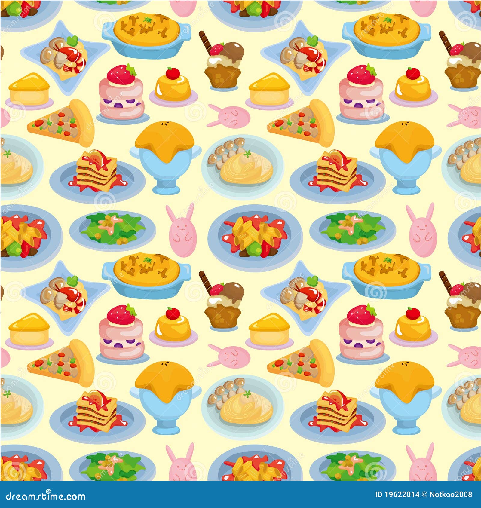  Cartoon Italian Food Seamless Pattern Stock Vector 