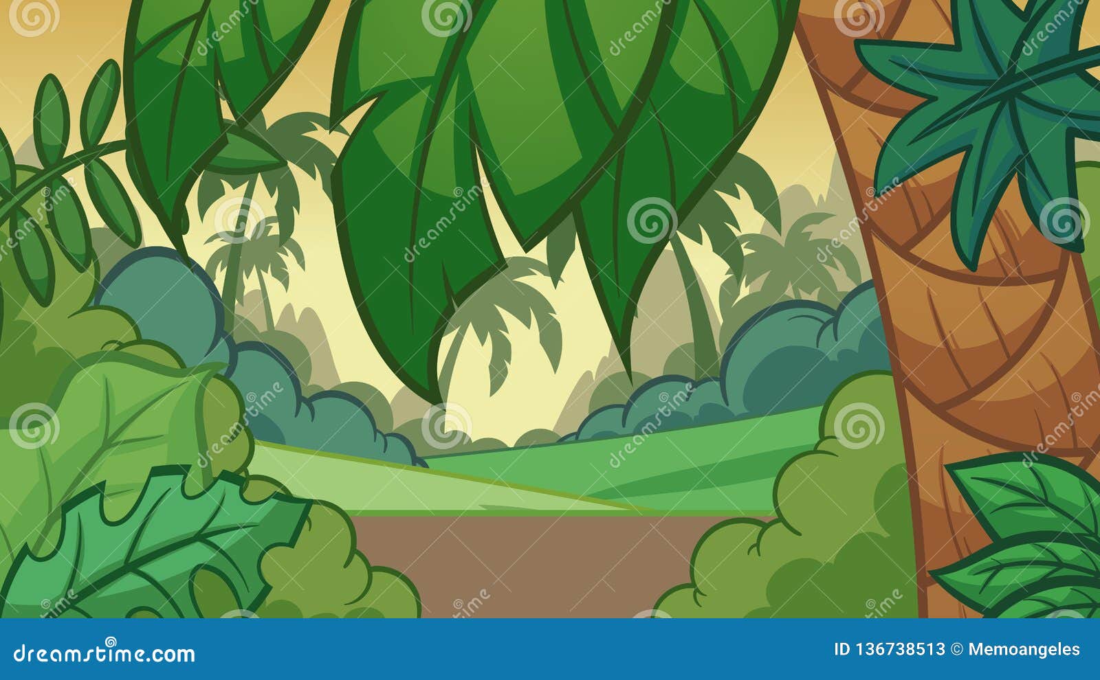 Cartoon Jungle Background with a Big Palm Tree Stock Vector - Illustration of cartoon, gradients: 136738513 Cartoon Jungle Background with a Big Palm Tree Stock Vector - Illustration of cartoon, gradients: 136738513
