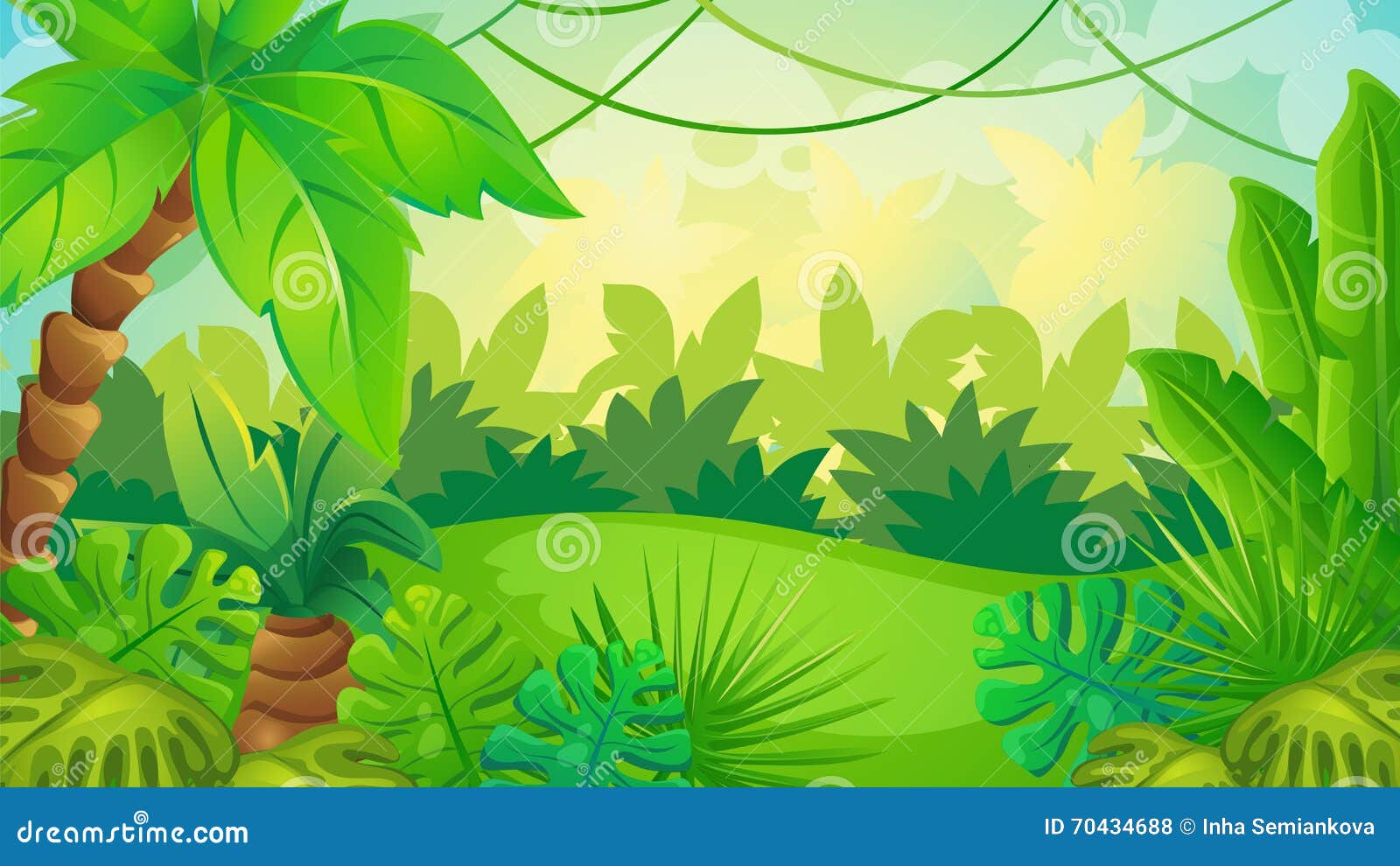 Cartoon Jungle Game Background Stock Vector - Illustration of mountains,  liana: 70434688