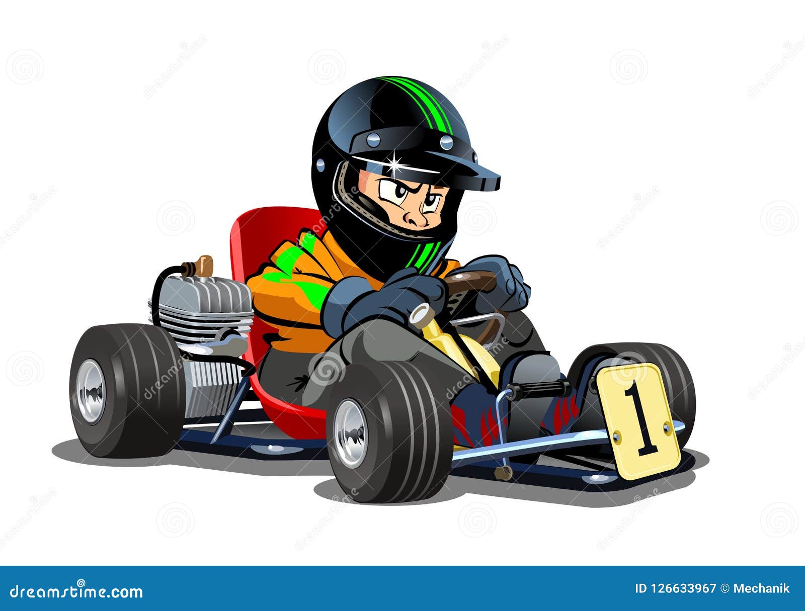 cartoon kart racer  on white background