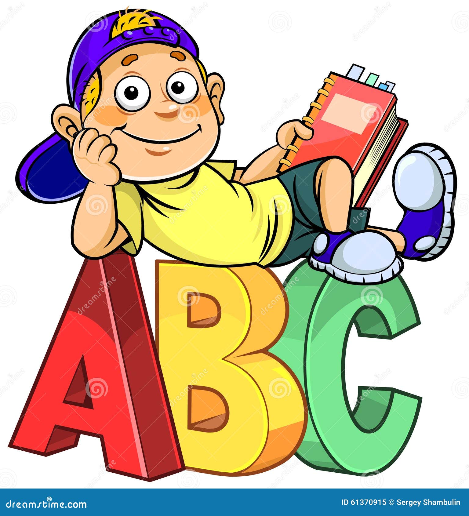 Cartoon kid on ABC stock vector. Illustration of cartoon - 61370915