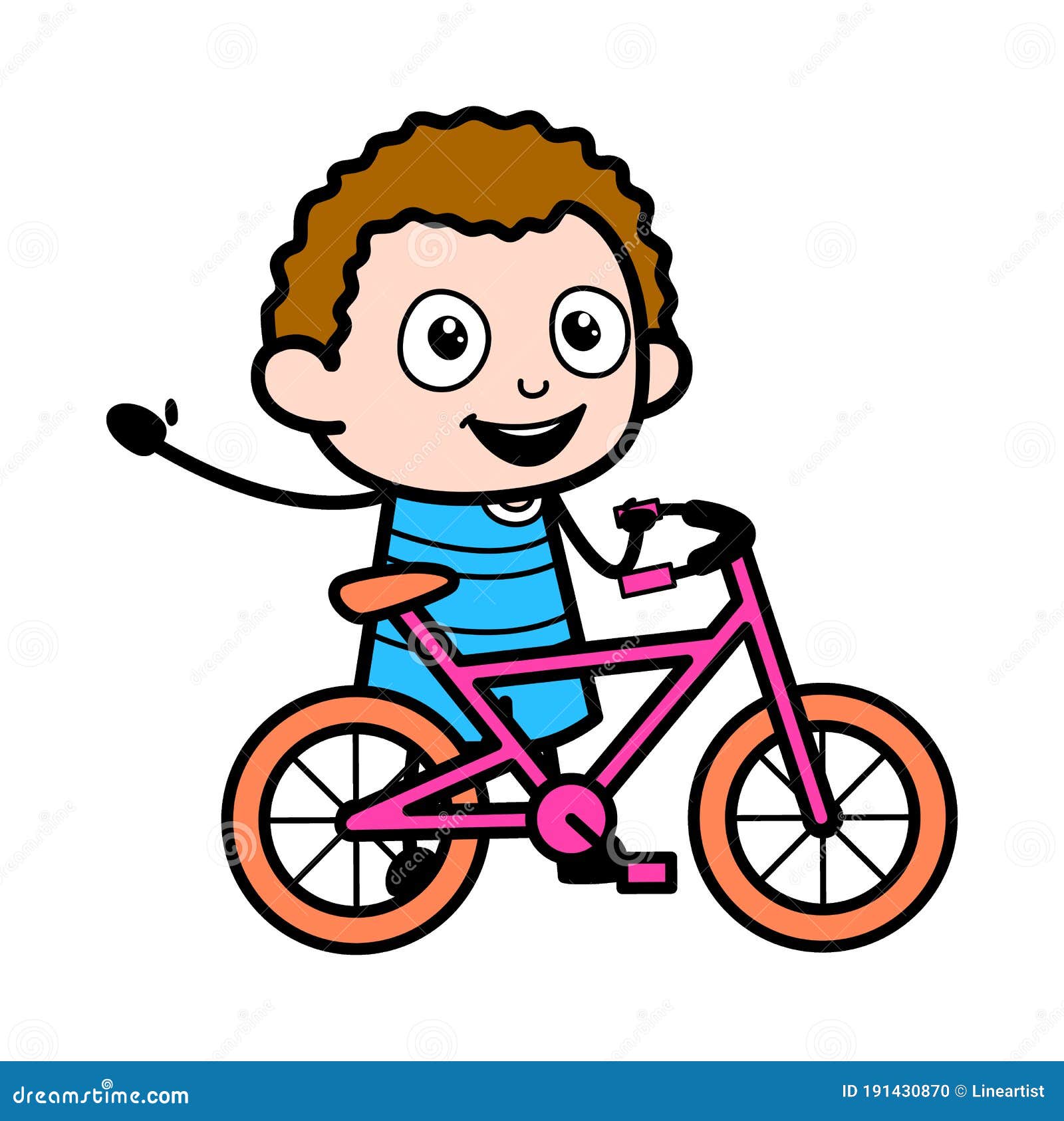 Cartoon Kid with Bicycle stock illustration. Illustration of vector ...