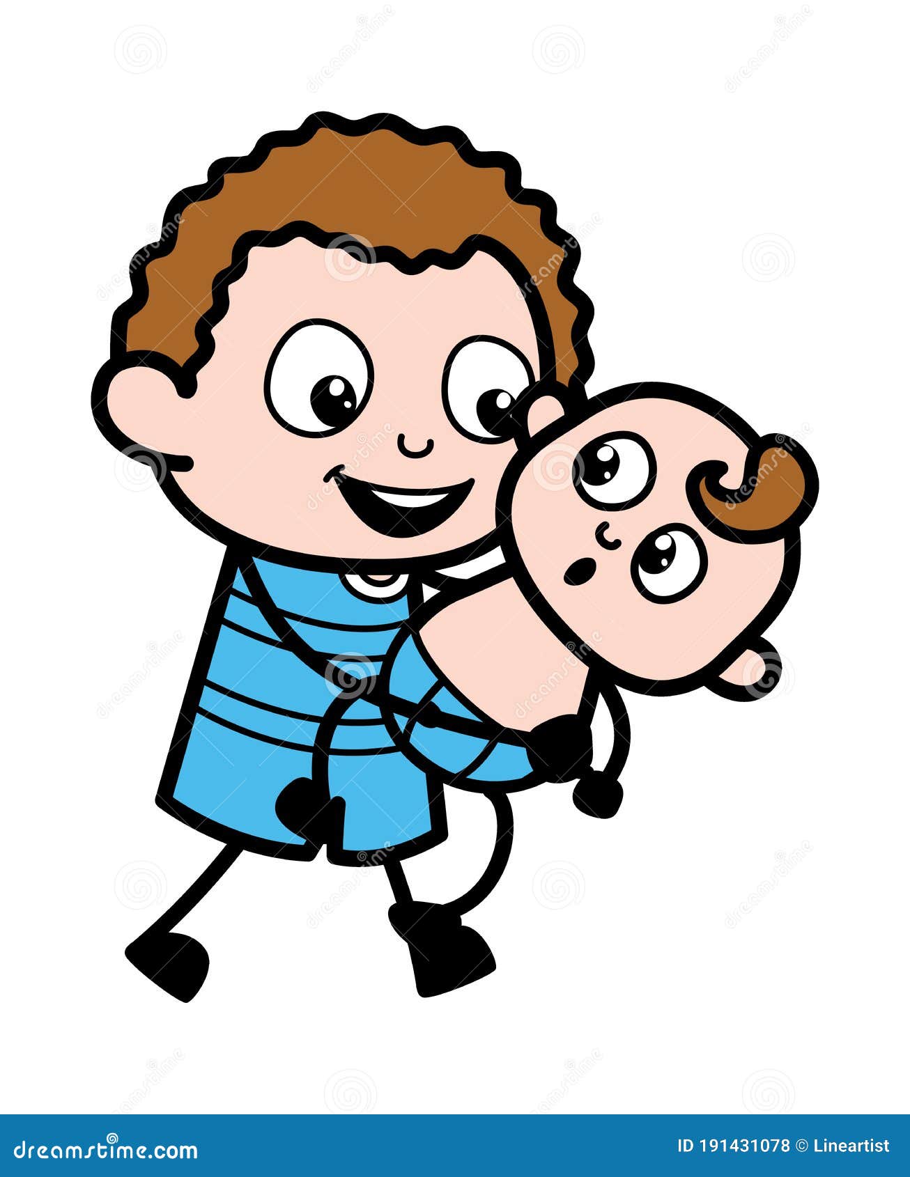 Cartoon Kid Holding a Baby stock illustration. Illustration of sitter