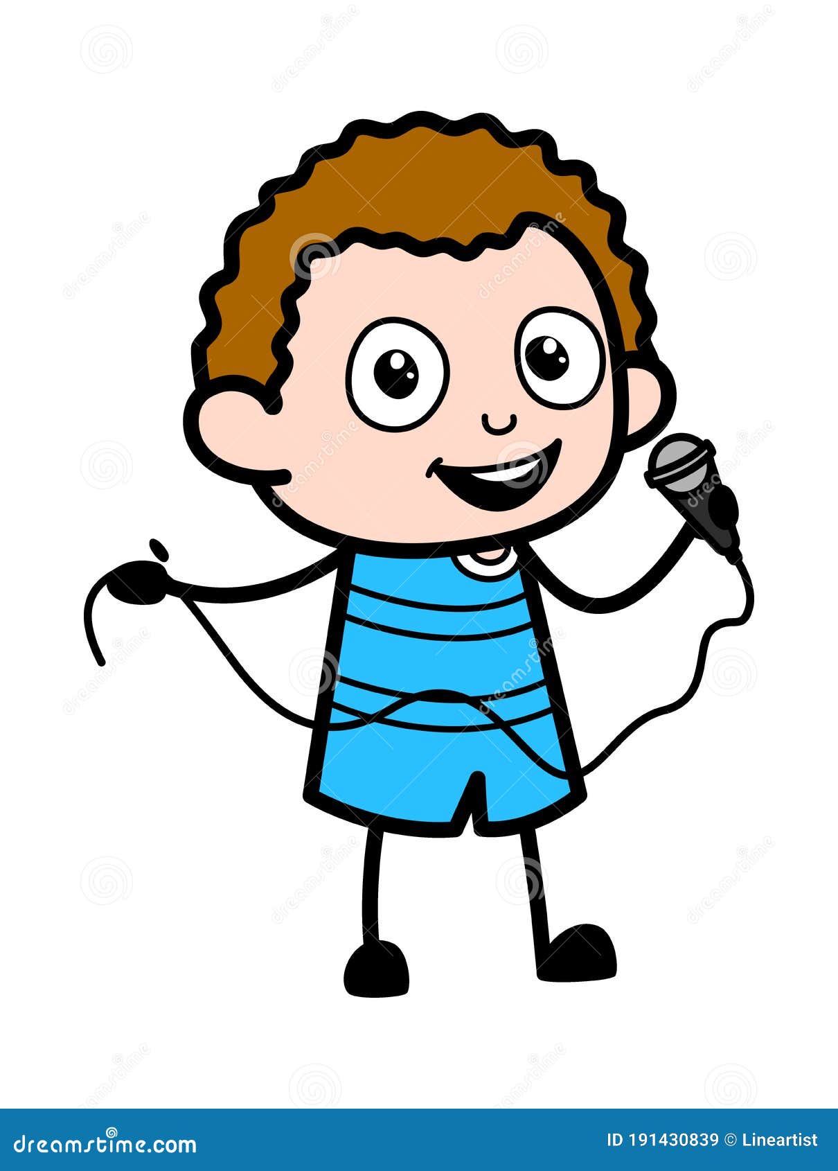 Cartoon Kid holding Mic stock illustration. Illustration of comic