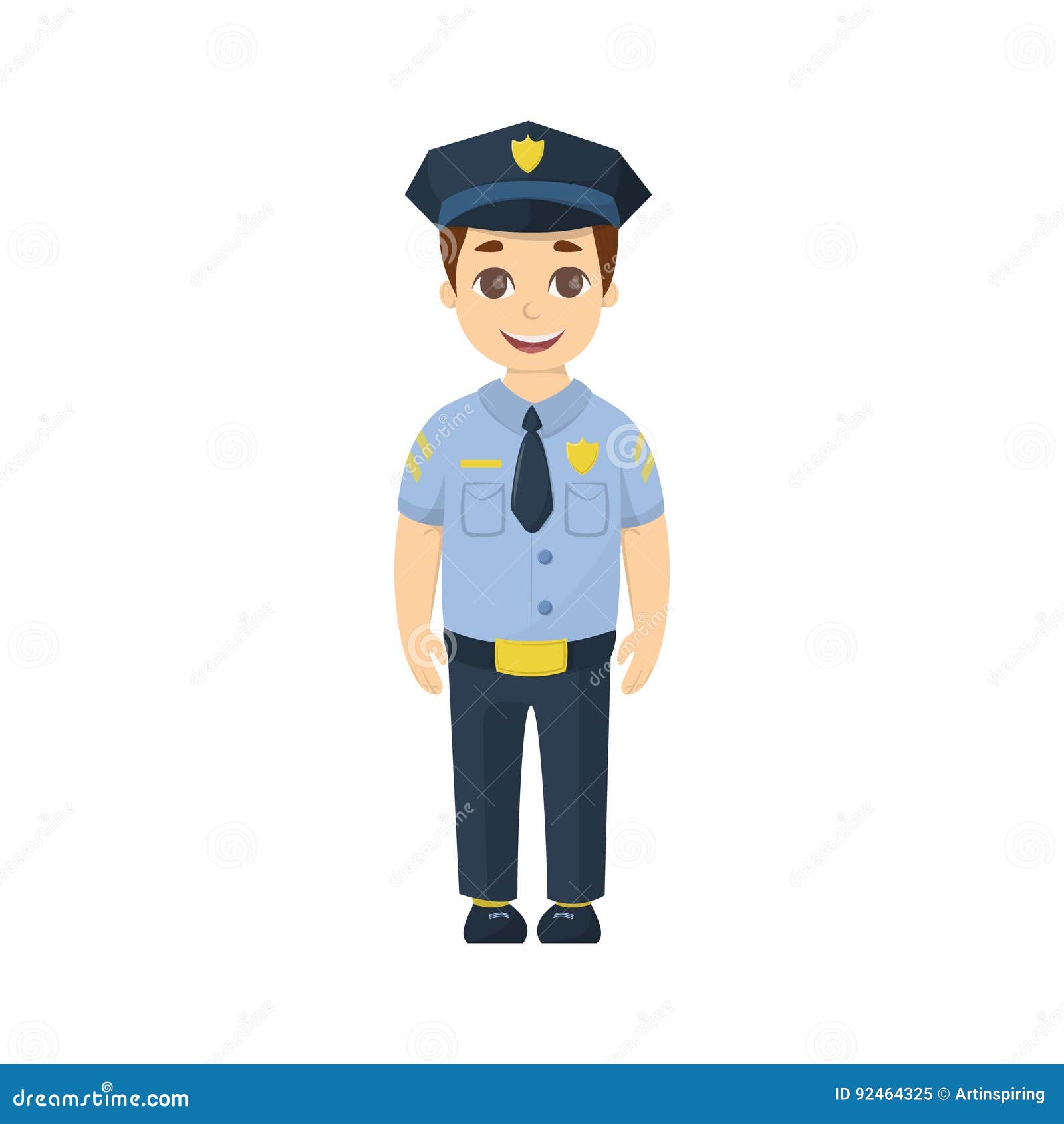 Cartoon kid policeman. stock vector. Illustration of standing - 92464325