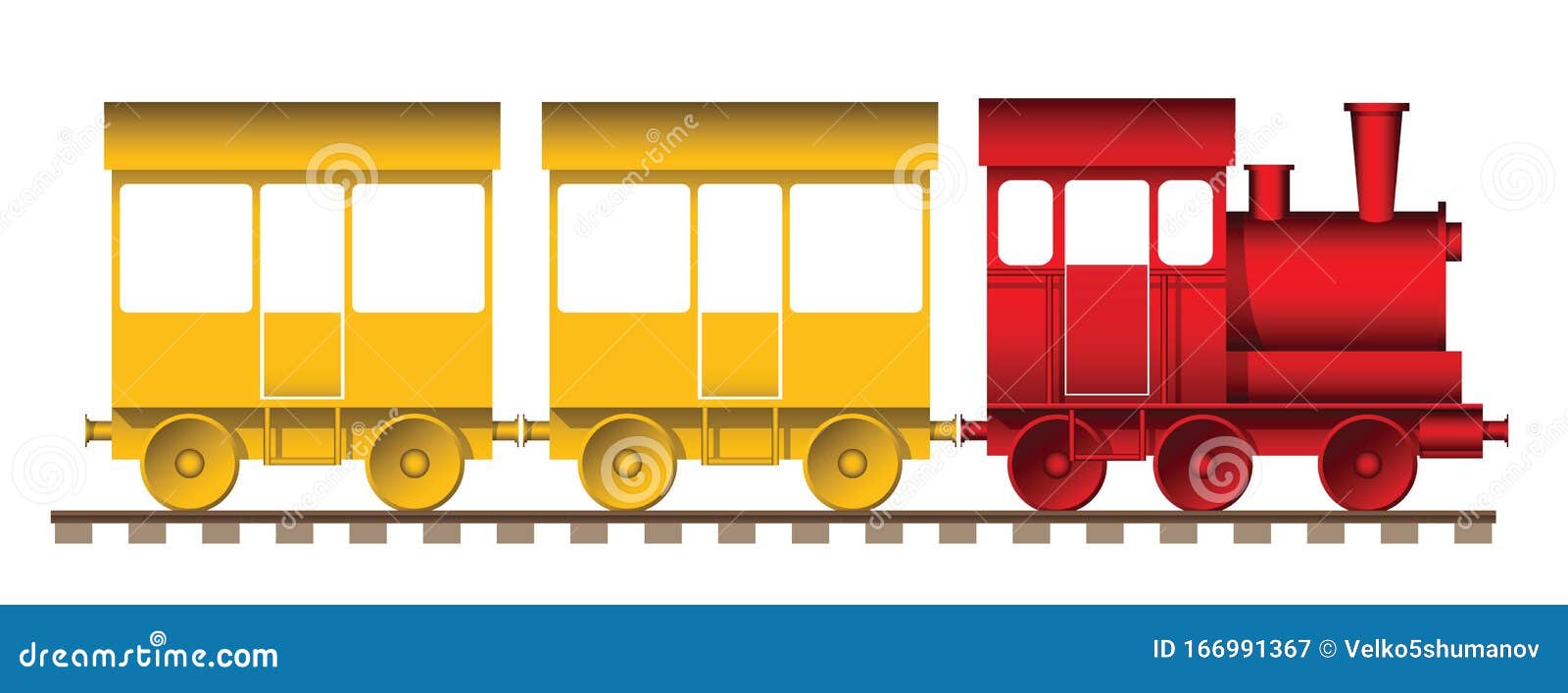 Cartoon Kid Train with Red Locomotive and Yellow Wagons Stock Vector -  Illustration of yellow, children: 166991367