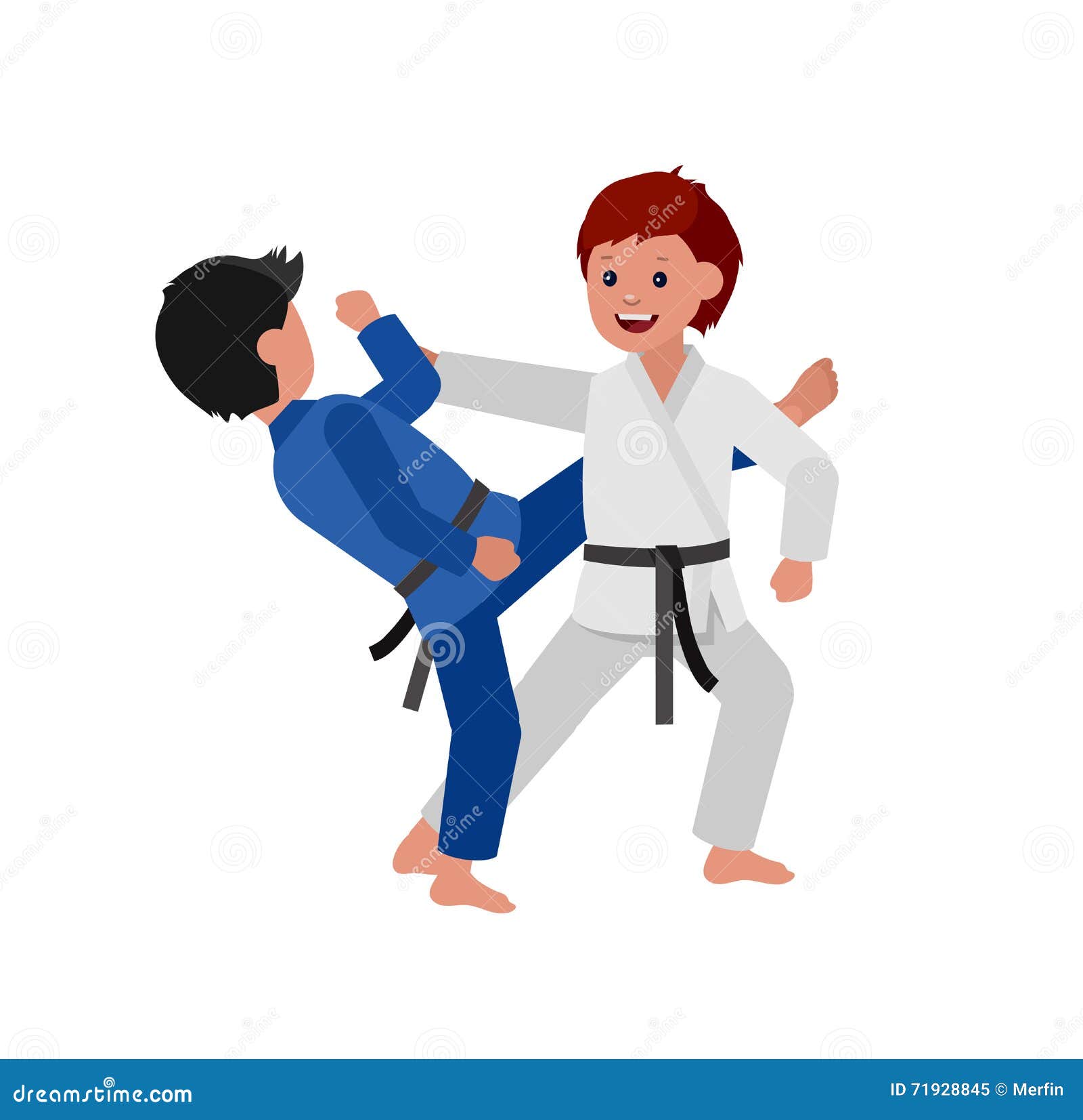 Cartoon Kid Wearing Kimono, Martial Art Stock Vector - Illustration of judo,  play: 71928845