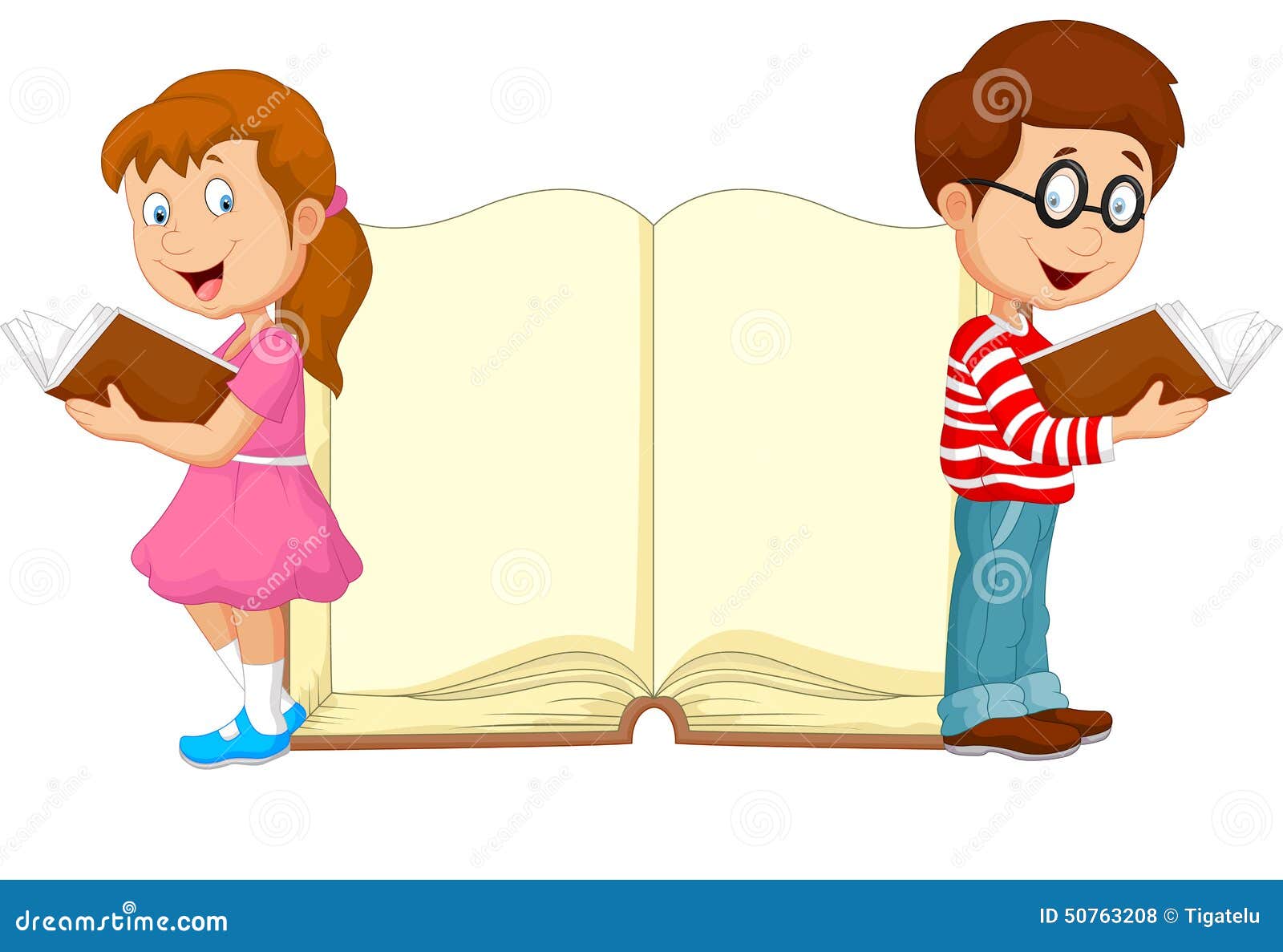 Cartoon kids reading book stock vector. Illustration of grade - 50763208