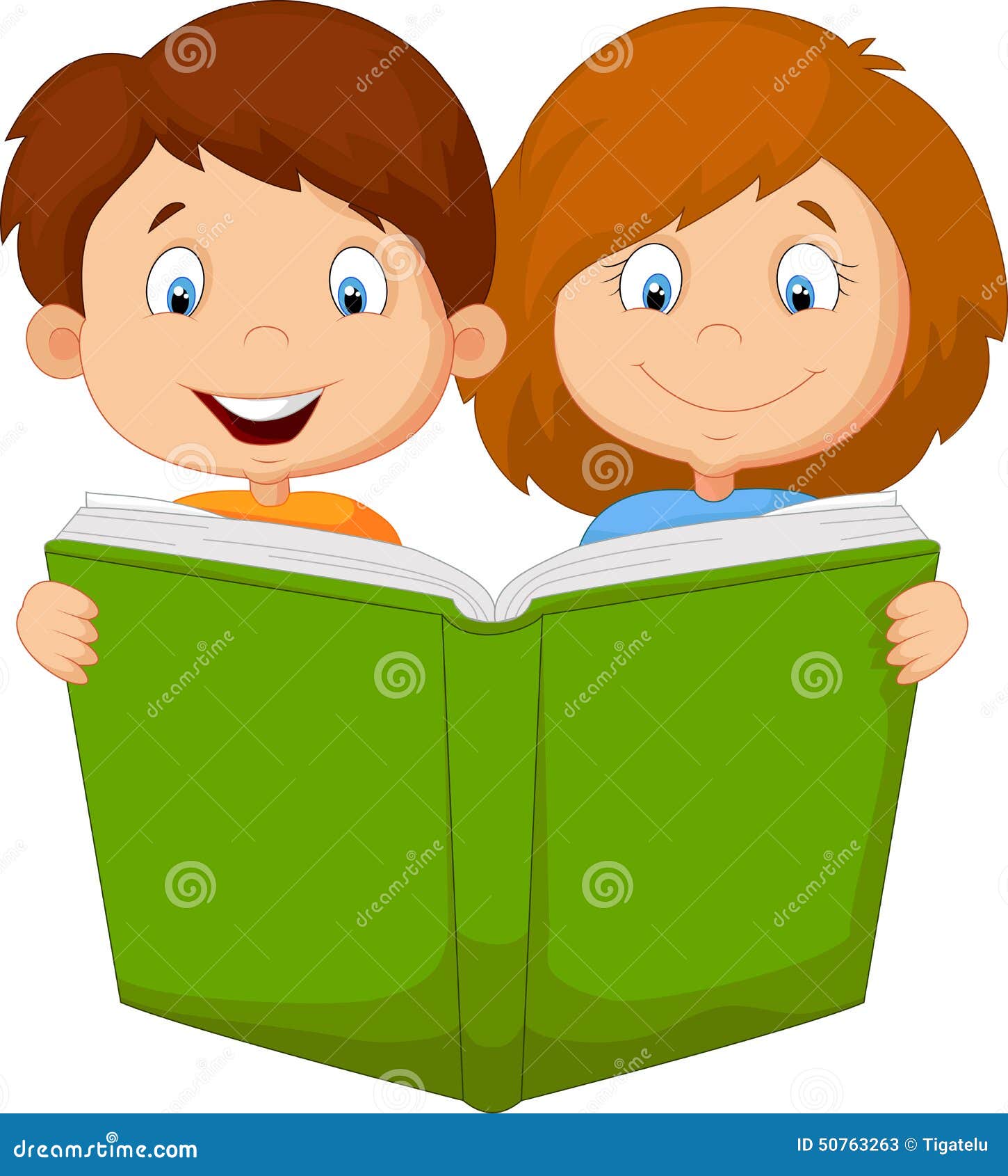 Cartoon kids reading book stock vector. Illustration of grade - 50763263