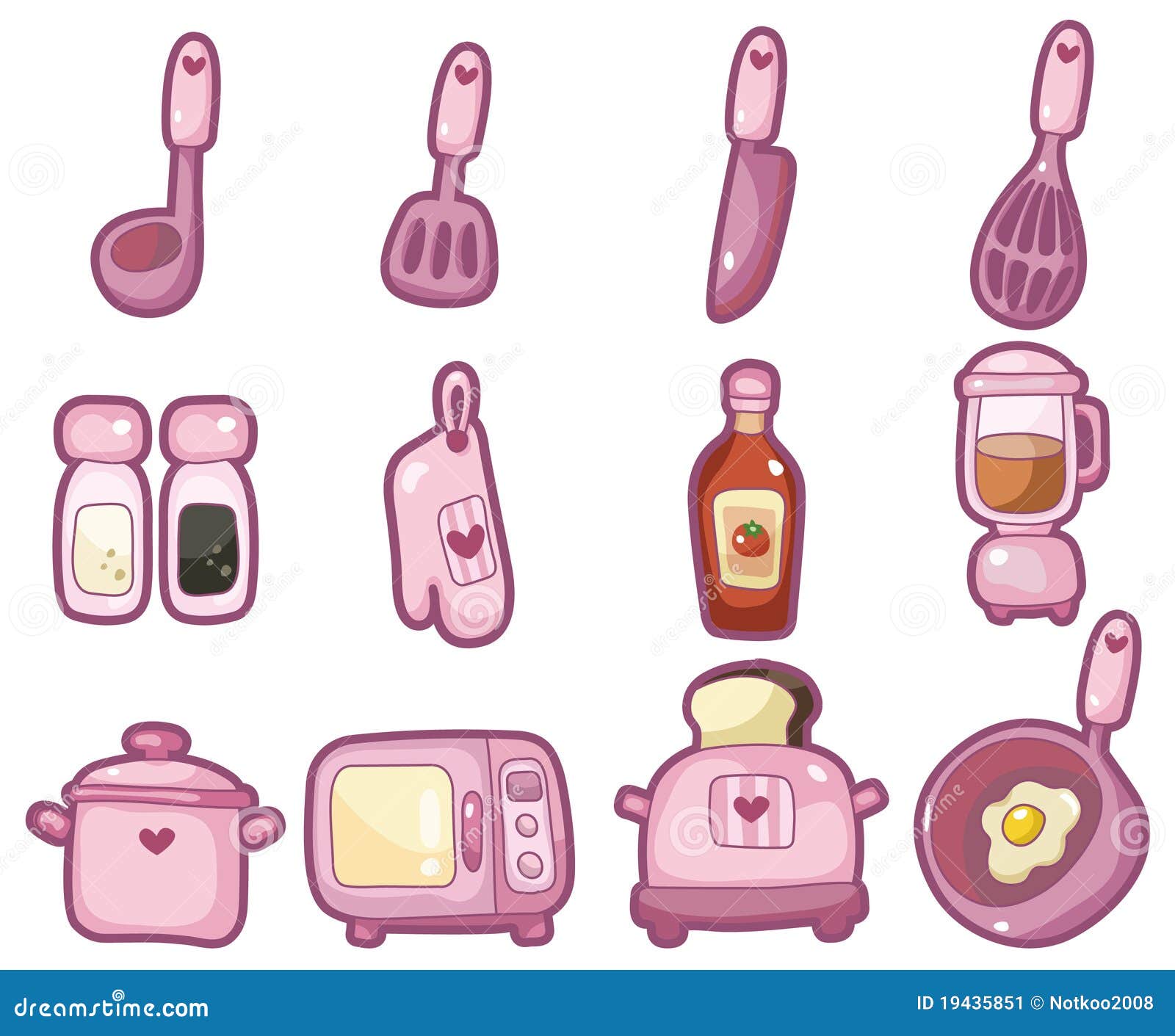  Cartoon  Kitchen  Tool Icon Set  Stock Vector Image 19435851