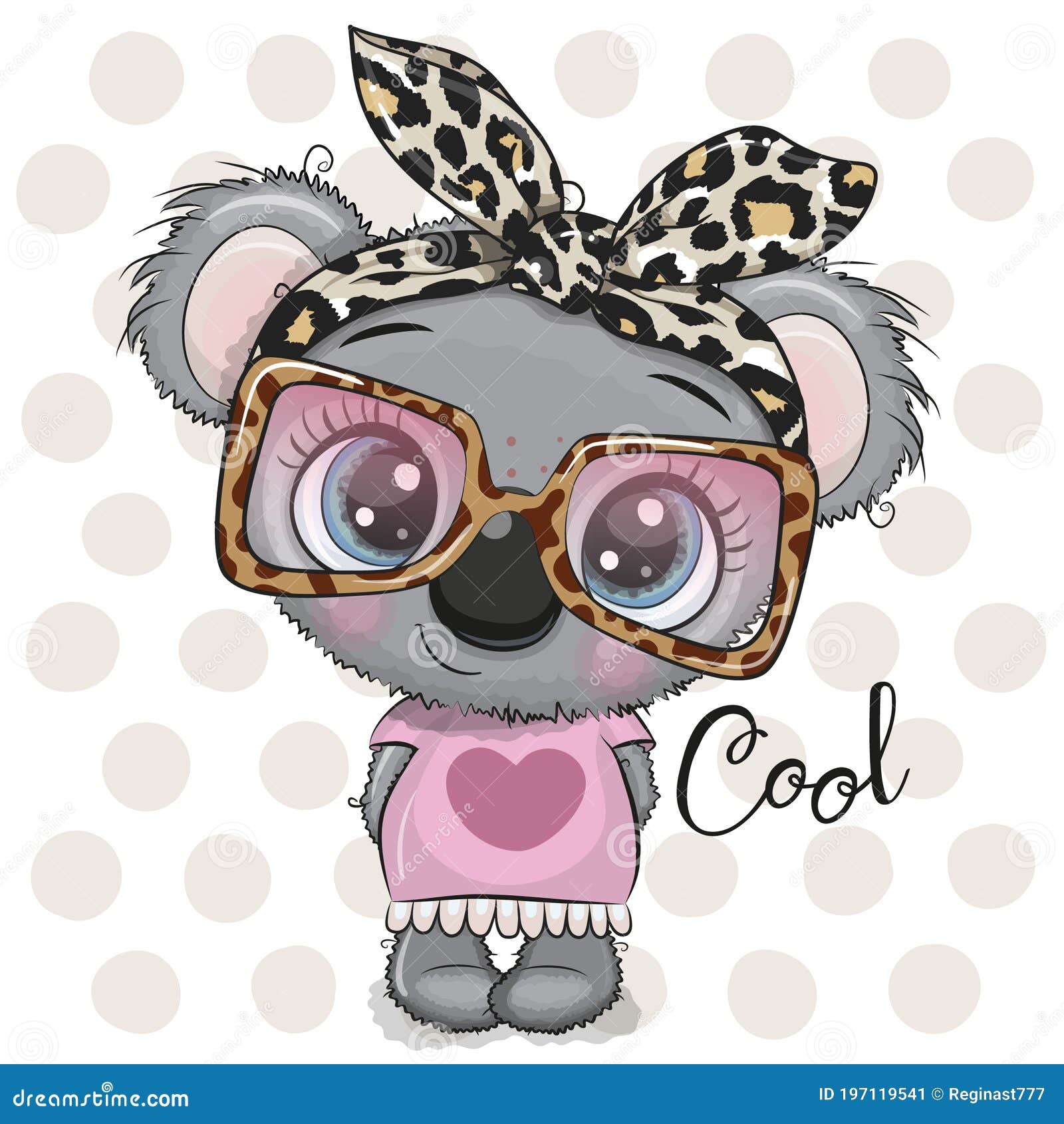 cartoon koala girl with a bow and glasses