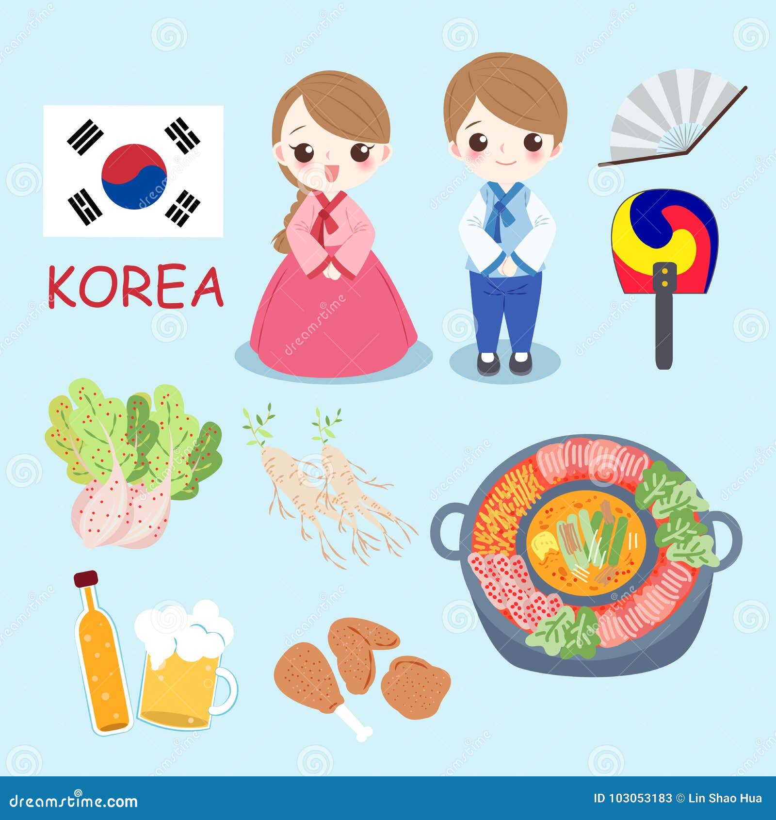  Cartoon  korea  people stock illustration Illustration of 