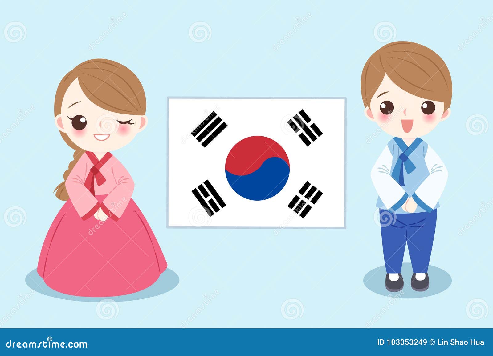 Cartoon korea people stock illustration. Illustration of female - 103053249