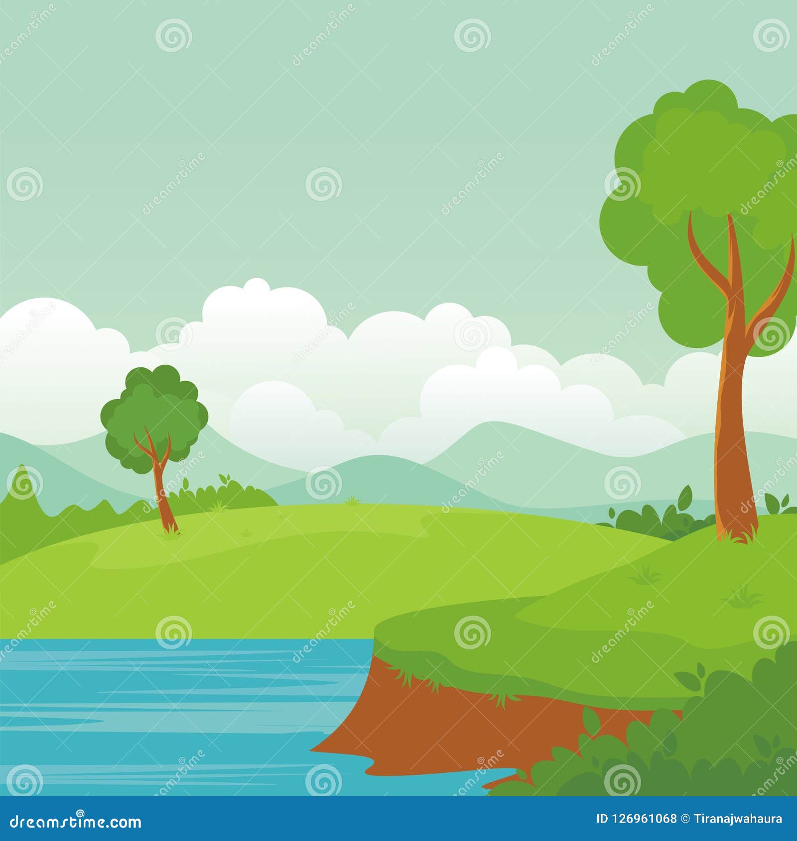 Cartoon Landscape, with Lovely and Cute Scenery Design Stock Vector -  Illustration of flowers, cartoon: 126961068