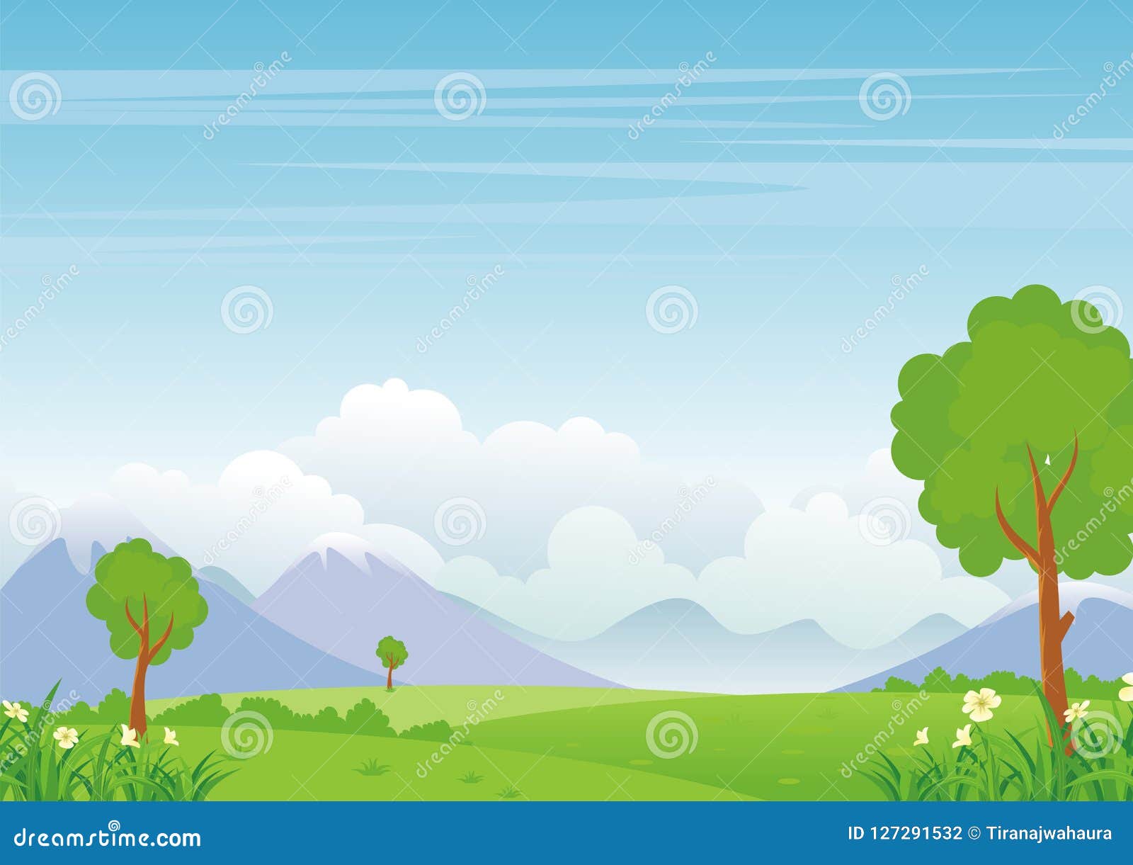 Cartoon Landscape, with Lovely and Cute Scenery Design Stock Vector - Illustration of blossom, design: 127291532 Cartoon Landscape, with Lovely and Cute Scenery Design Stock Vector - Illustration of blossom, design: 127291532