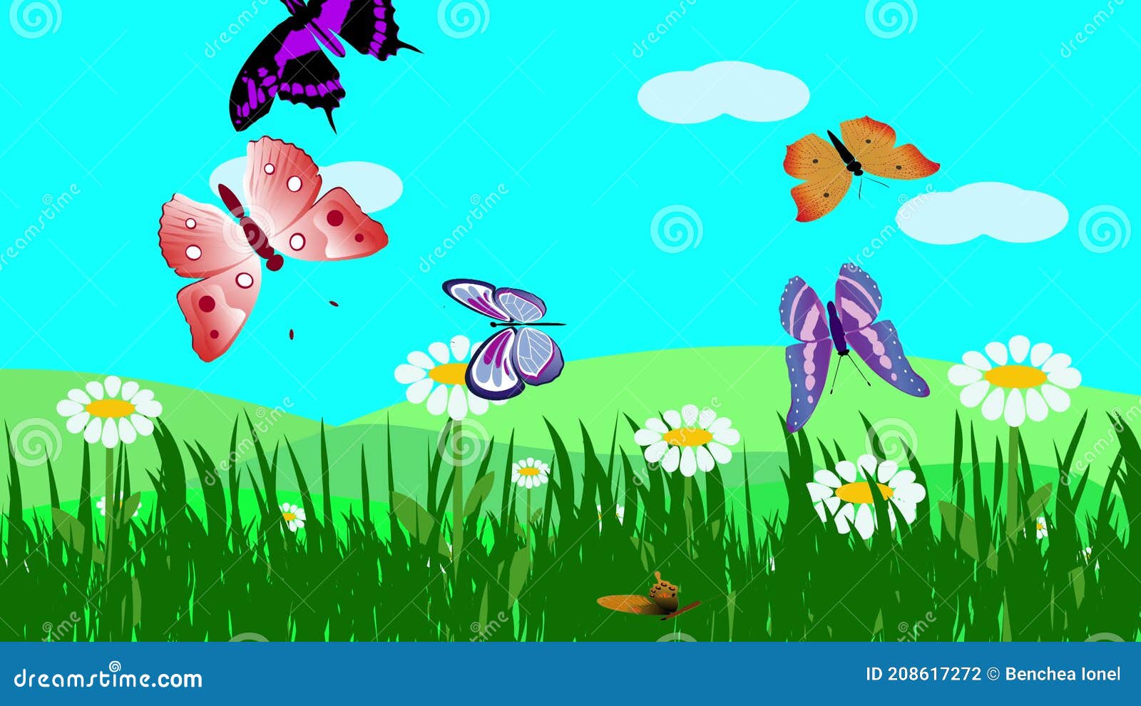 Cartoon Landscape Spring Season Animation with Flowers and Butterfly Stock  Footage - Video of natural, green: 208617272