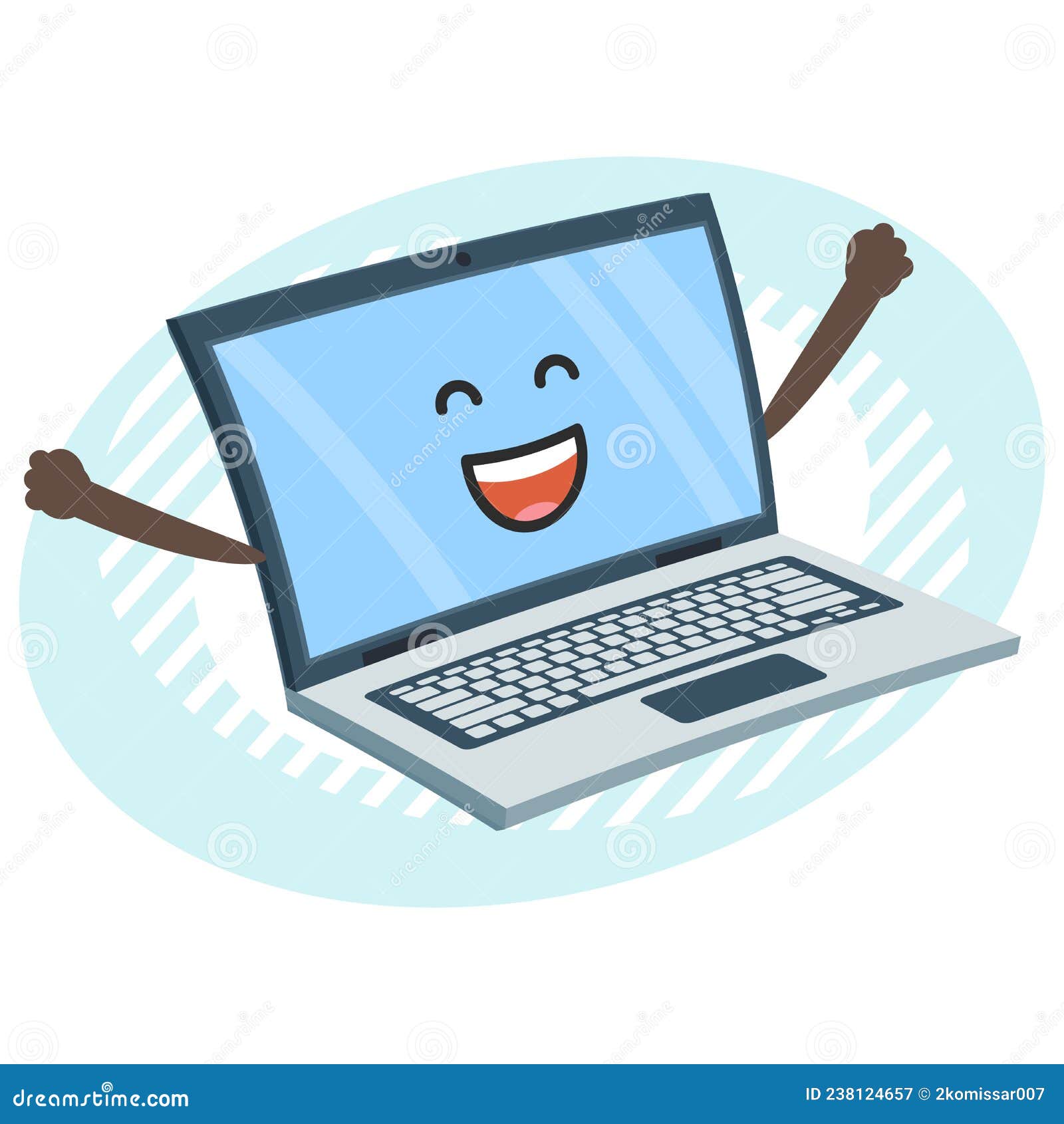 Cartoon Laptop Character Joyfully Jumping Stock Vector Illustration