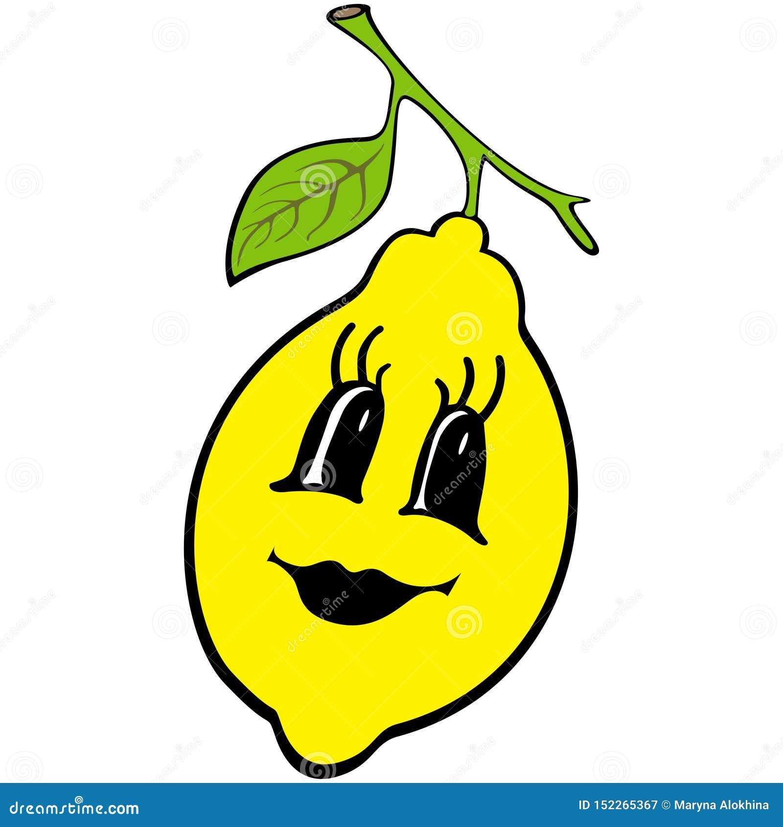 Cartoon Lemon. Happy Fruit Symbol. Eco Food Icon. Design Element for ...