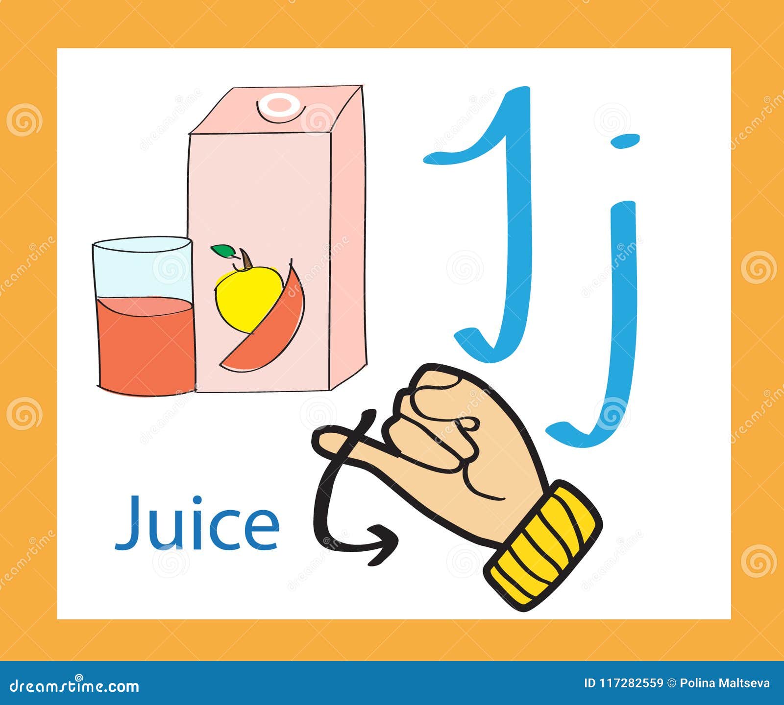 Cartoon Letter J. Creative English Alphabet. ABC Concept. Sign Language ...