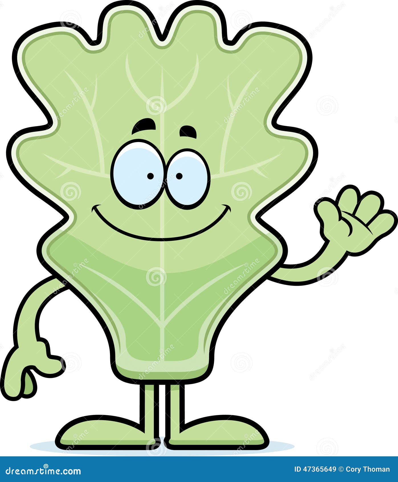 Cartoon Lettuce Leaf Waving Stock Vector Illustration of wave, clip