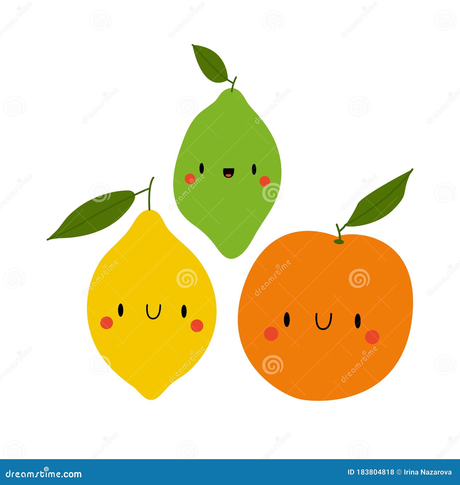 Desenho Colorido Da Ilustração Do Limão Kawaii Ilustração Stock