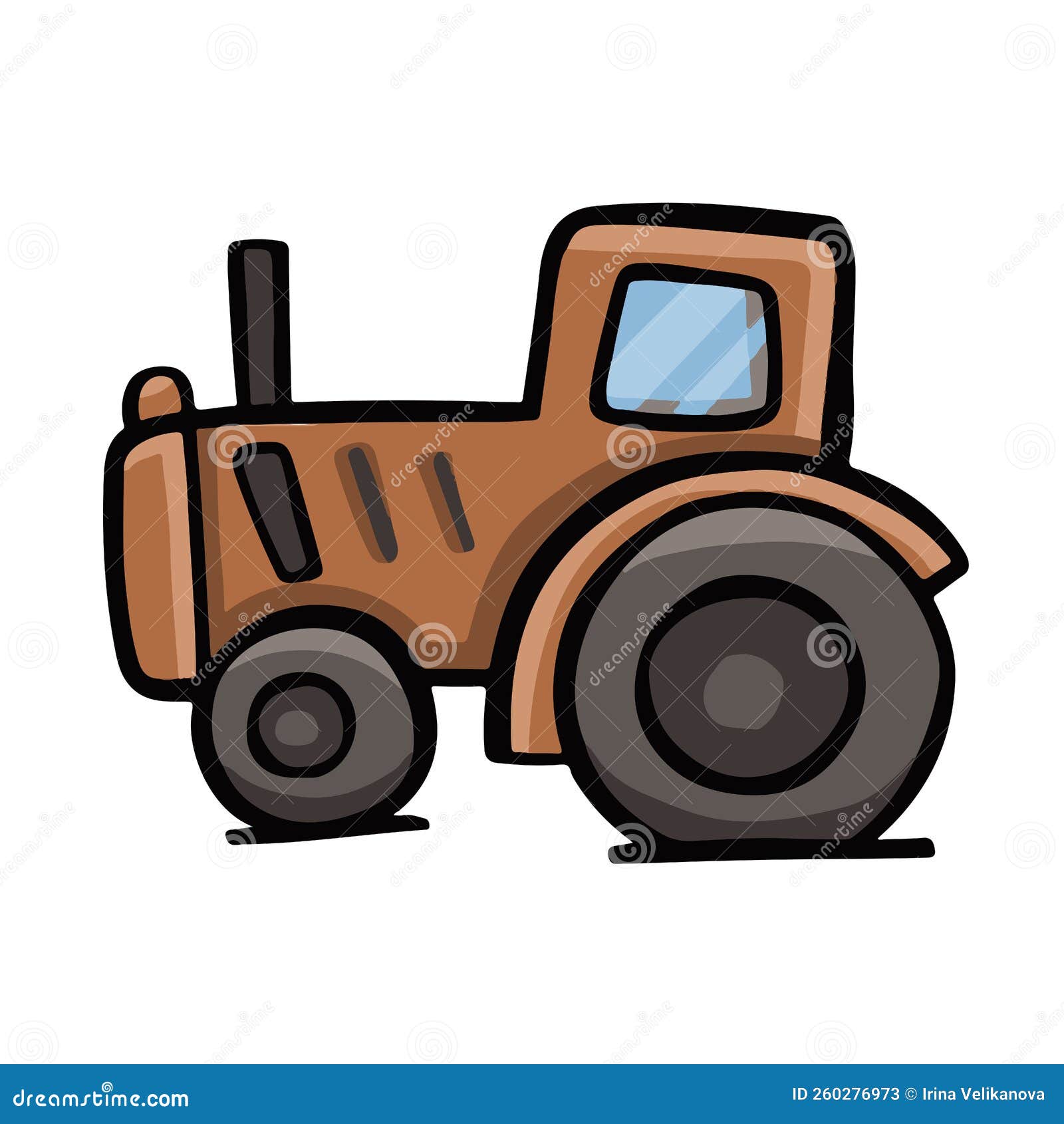 Cartoon Line Tractor Colored Orange Vector Illustration Stock Vector Illustration of icon