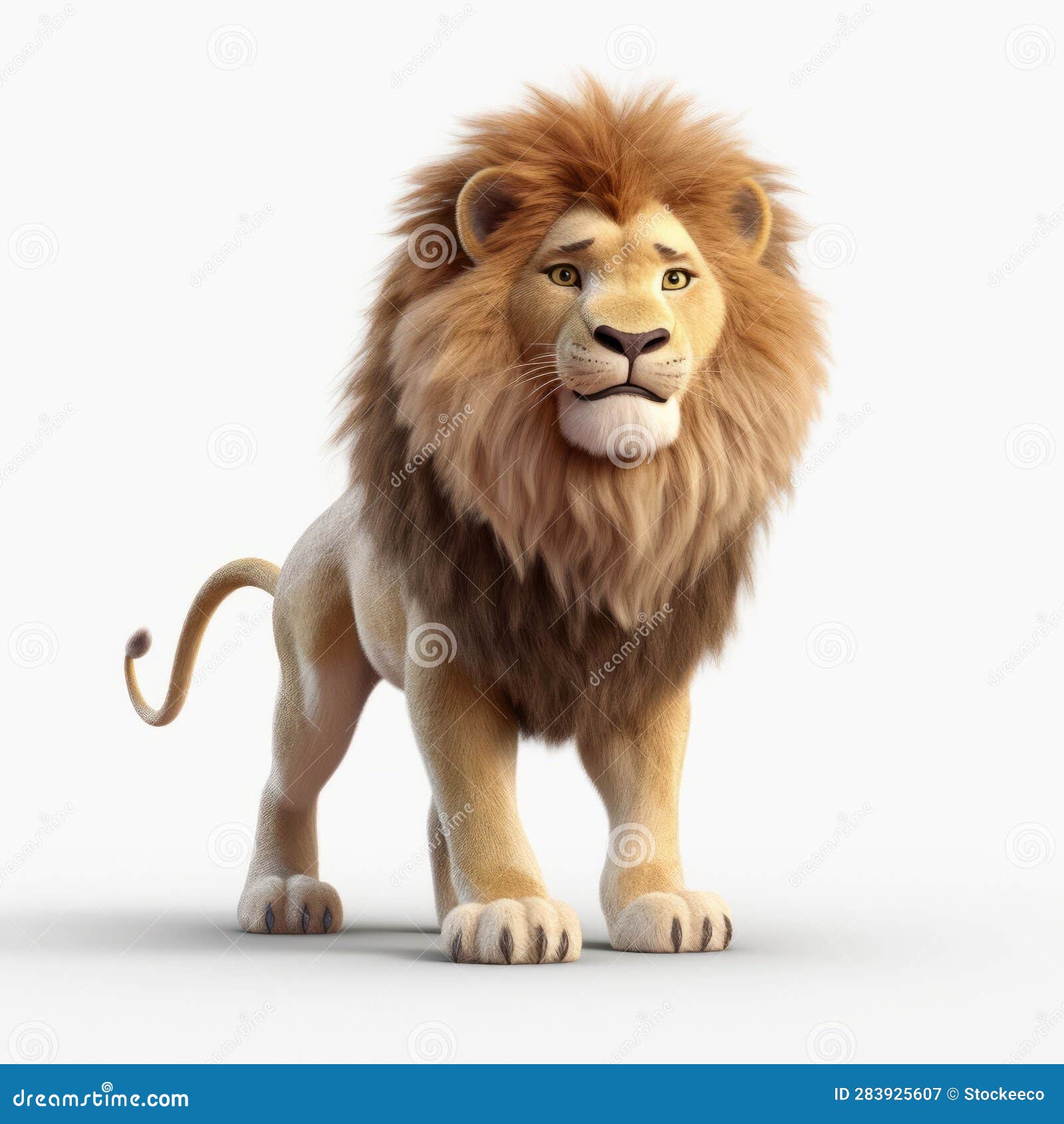 Impressive Pixar-style Animated Lion on White Background Stock ...