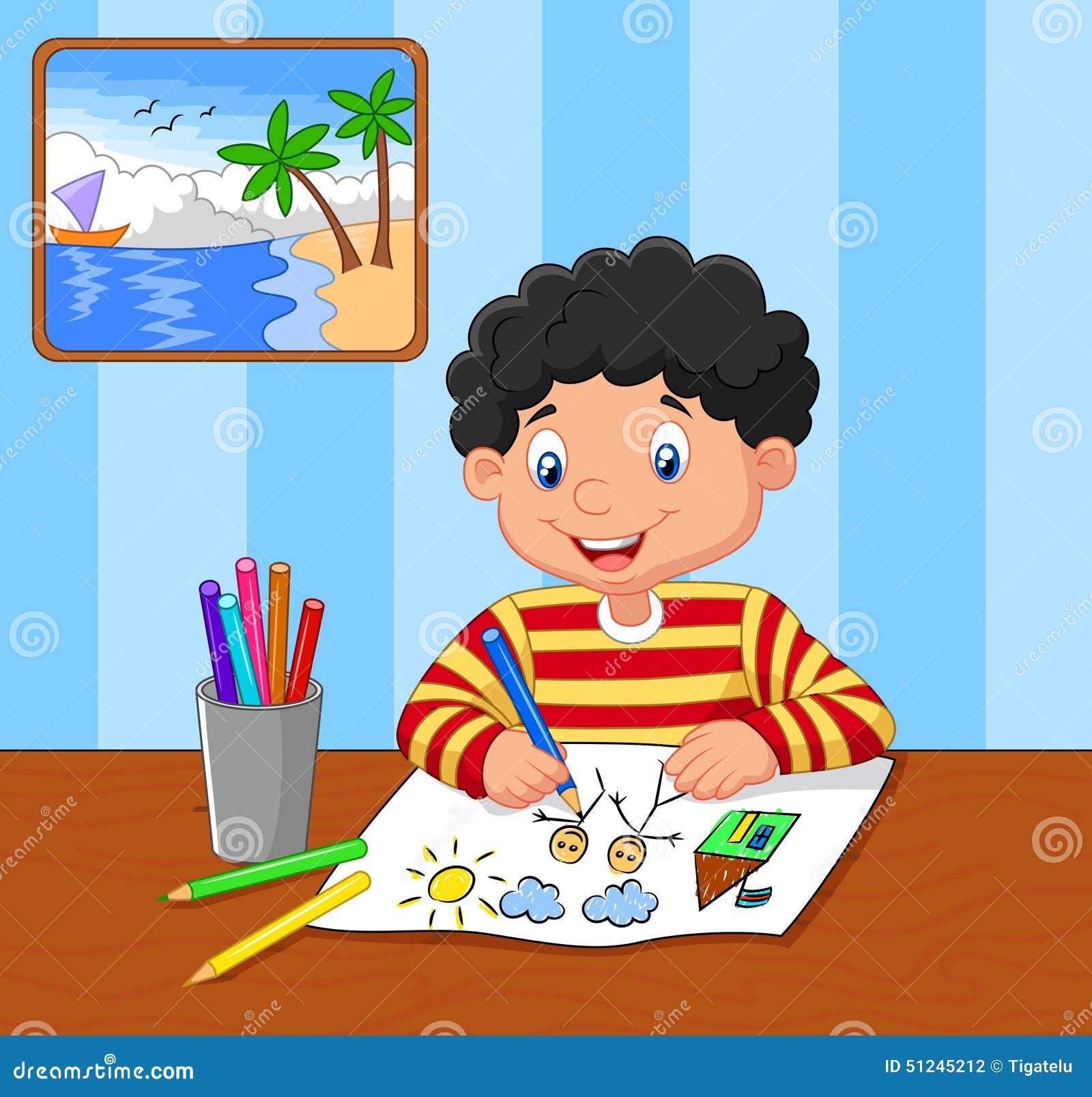 Cartoon little boy drawing stock vector. Illustration of family - 51245212 Cartoon little boy drawing stock vector. Illustration of family - 51245212