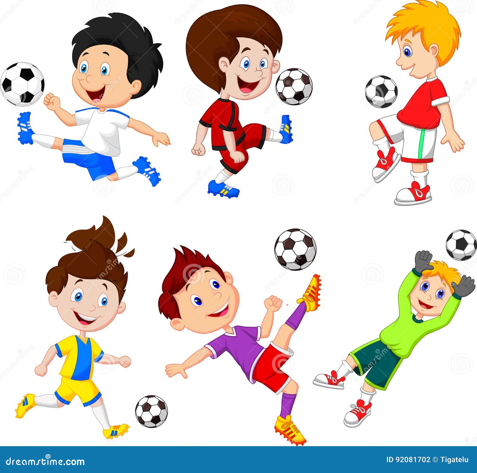 Cartoon Little Boy Playing Football Stock Vector - Illustration of healthy,  player: 92081702