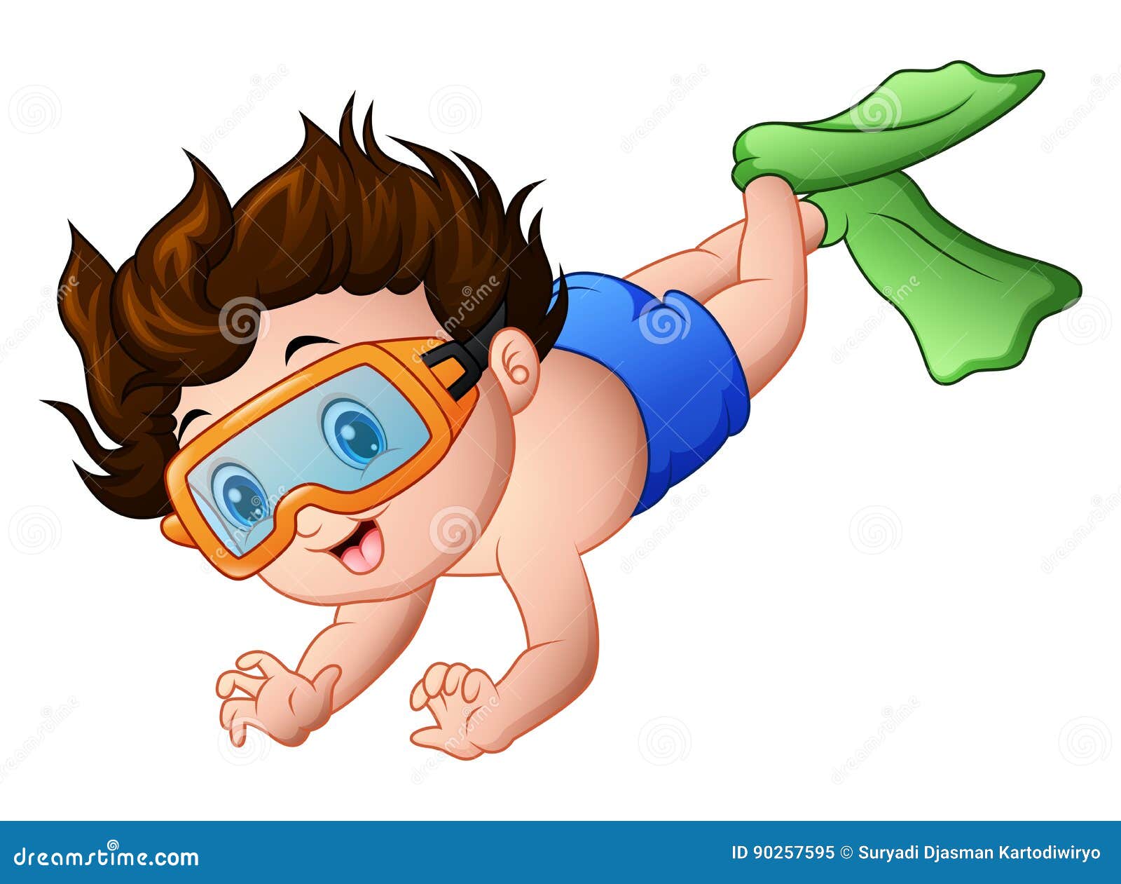 Cartoon Little Boy Swimming On A White Background Stock Vector -  Illustration Of Character, Childish: 90257595