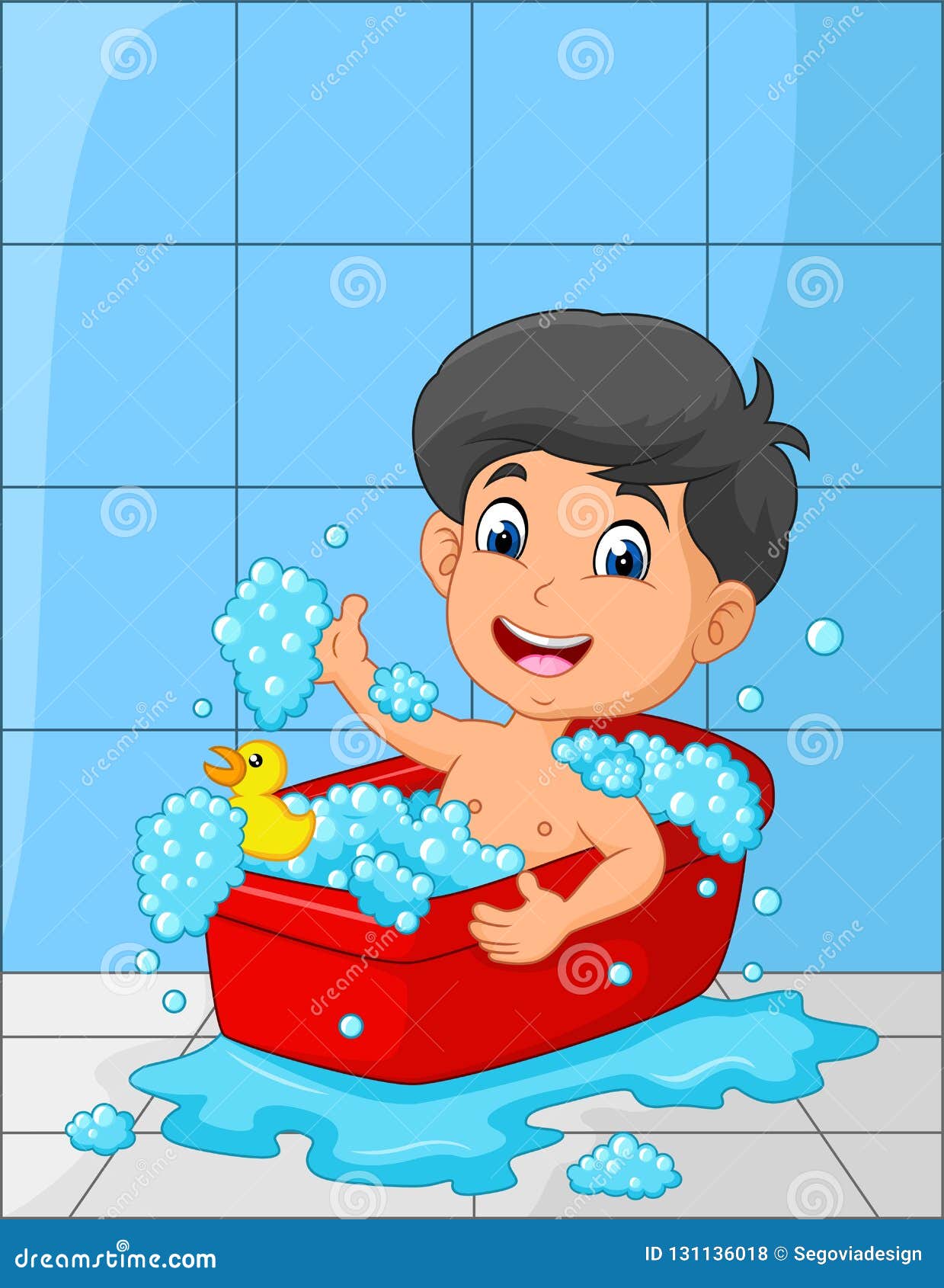 Cartoon Little Boy Taking a Bath Stock Vector - Illustration of duck,  activity: 131136018