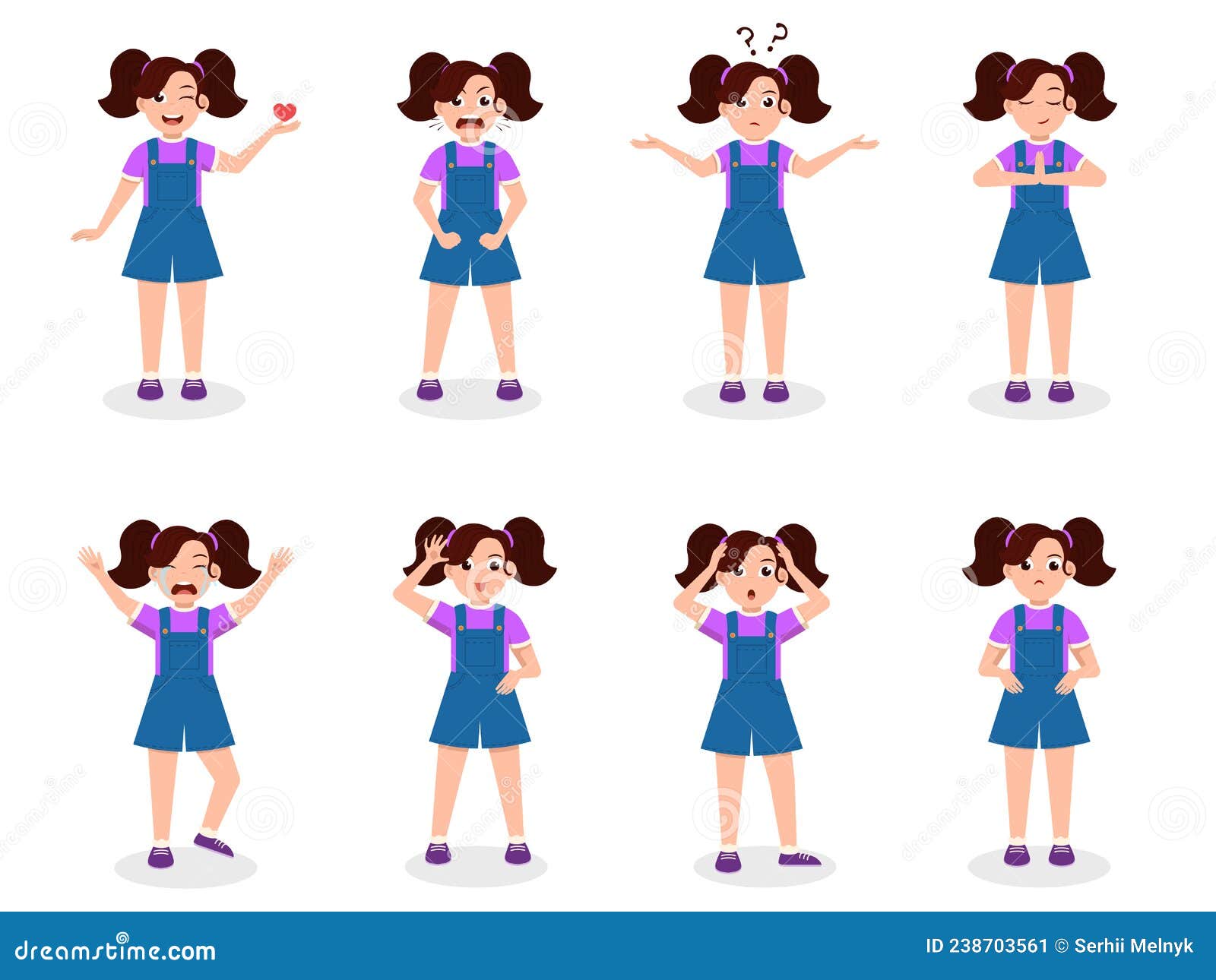 Cartoon little girl stock vector. Illustration of face - 238703561