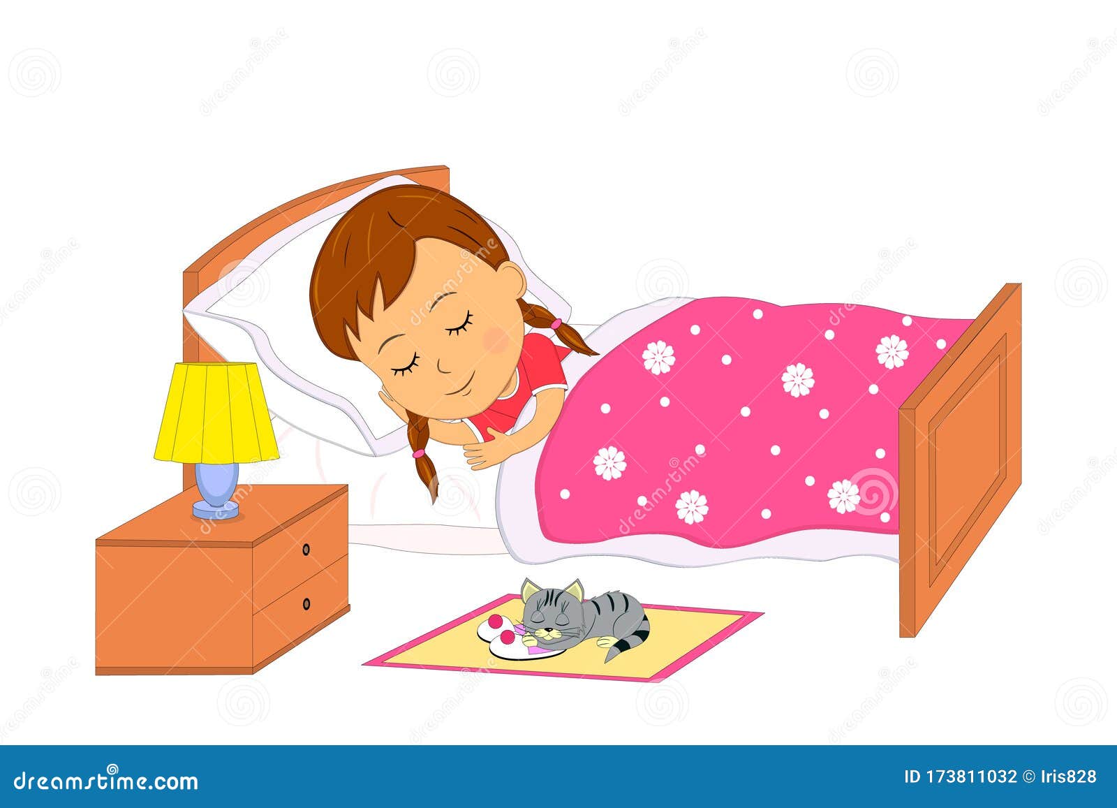 Cartoon little girl sleep stock vector. Illustration of preschool -  173811032