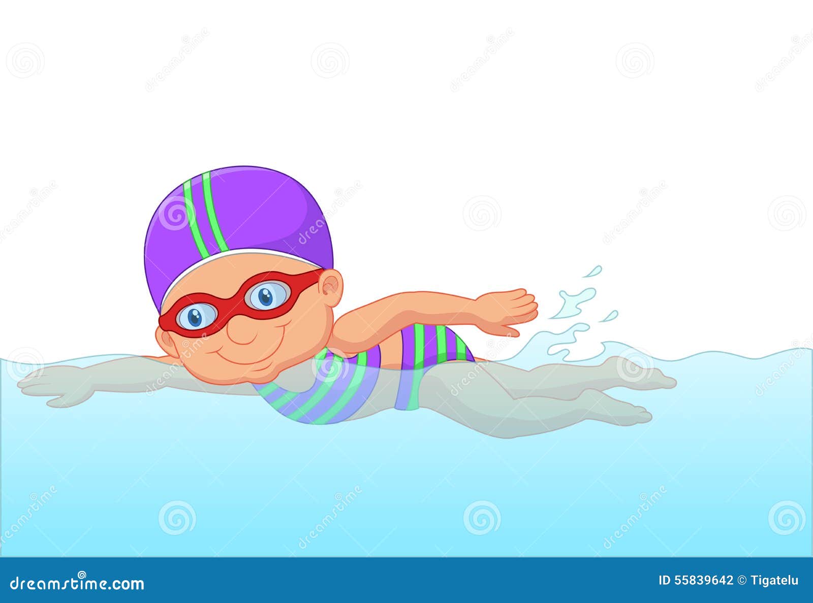 Swimming Cartoon Girl