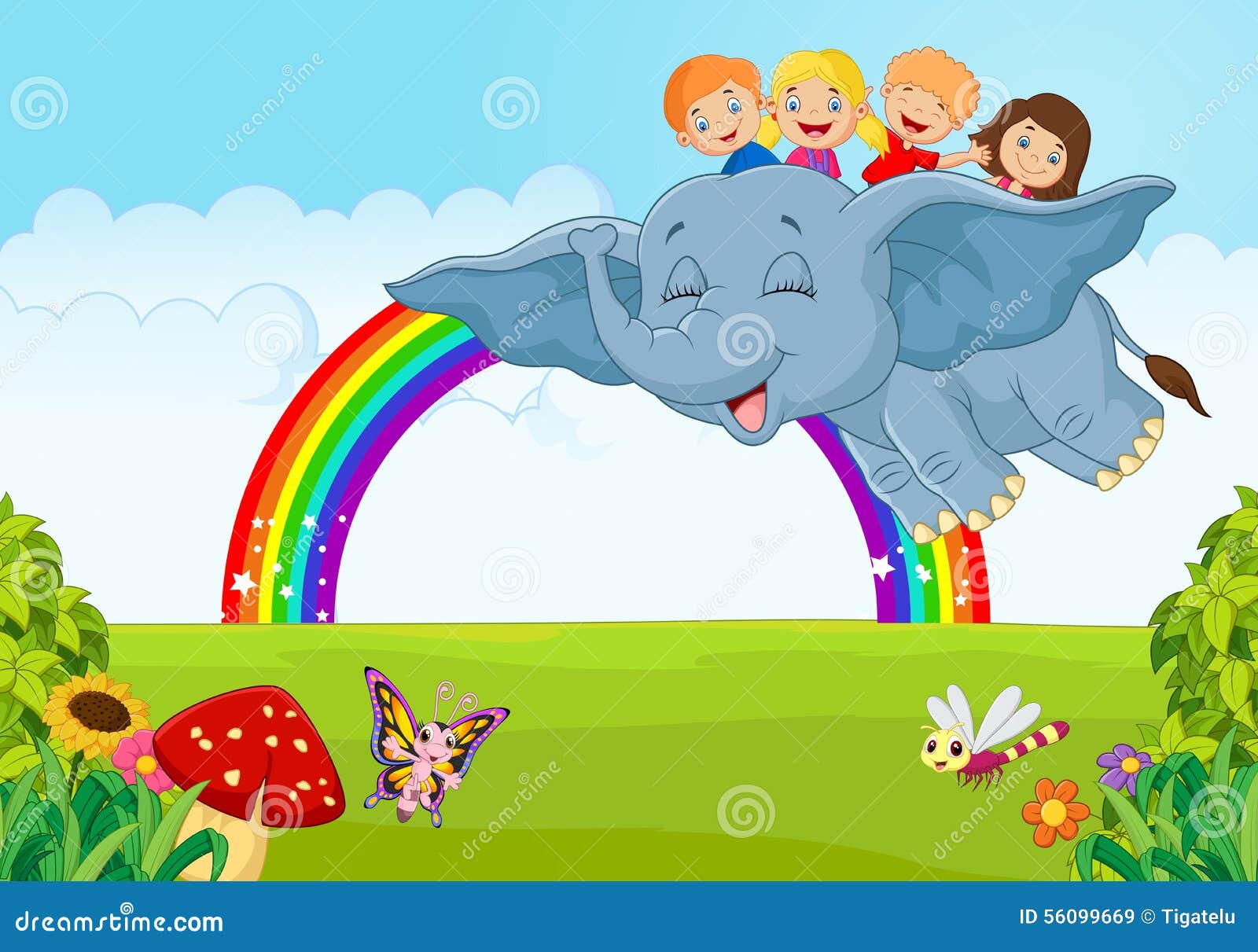 Cartoon Little Kid on the Rainbow Stock Vector - Illustration of flower, herbivore: 56099669 Cartoon Little Kid on the Rainbow Stock Vector - Illustration of flower, herbivore: 56099669