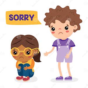 Cartoon Little Kid Saying Sorry Stock Illustration Illustration Of 