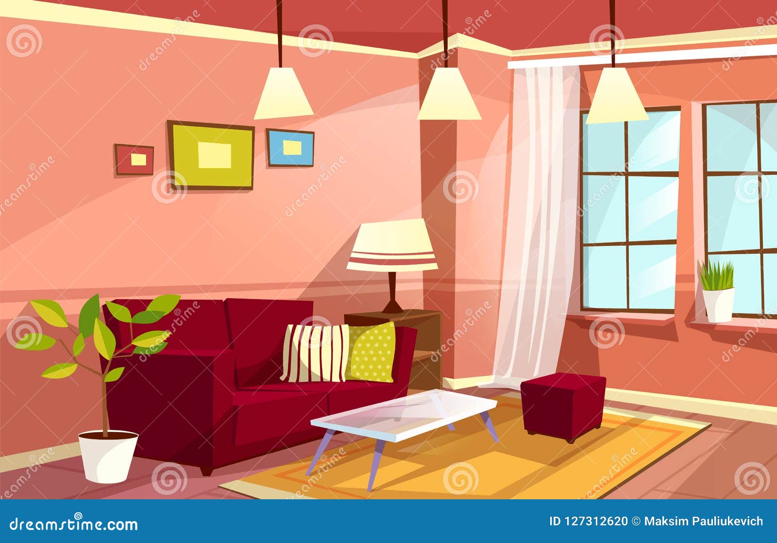 Cartoon Living Room Apartment Interior Stock Illustration - Illustration of decoration, domestic: 127312620 Cartoon Living Room Apartment Interior Stock Illustration - Illustration of decoration, domestic: 127312620