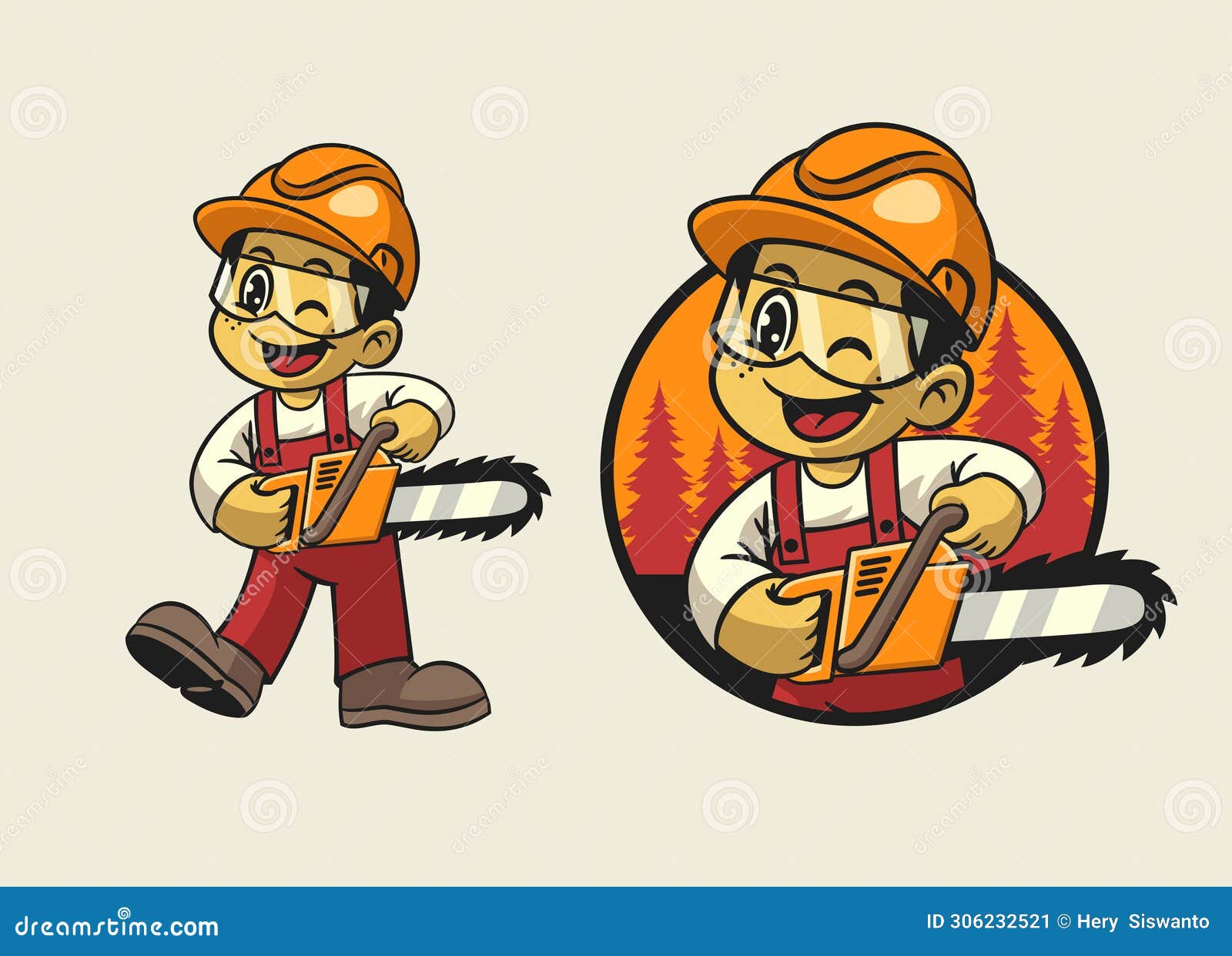cartoon of logger boy worker mascot