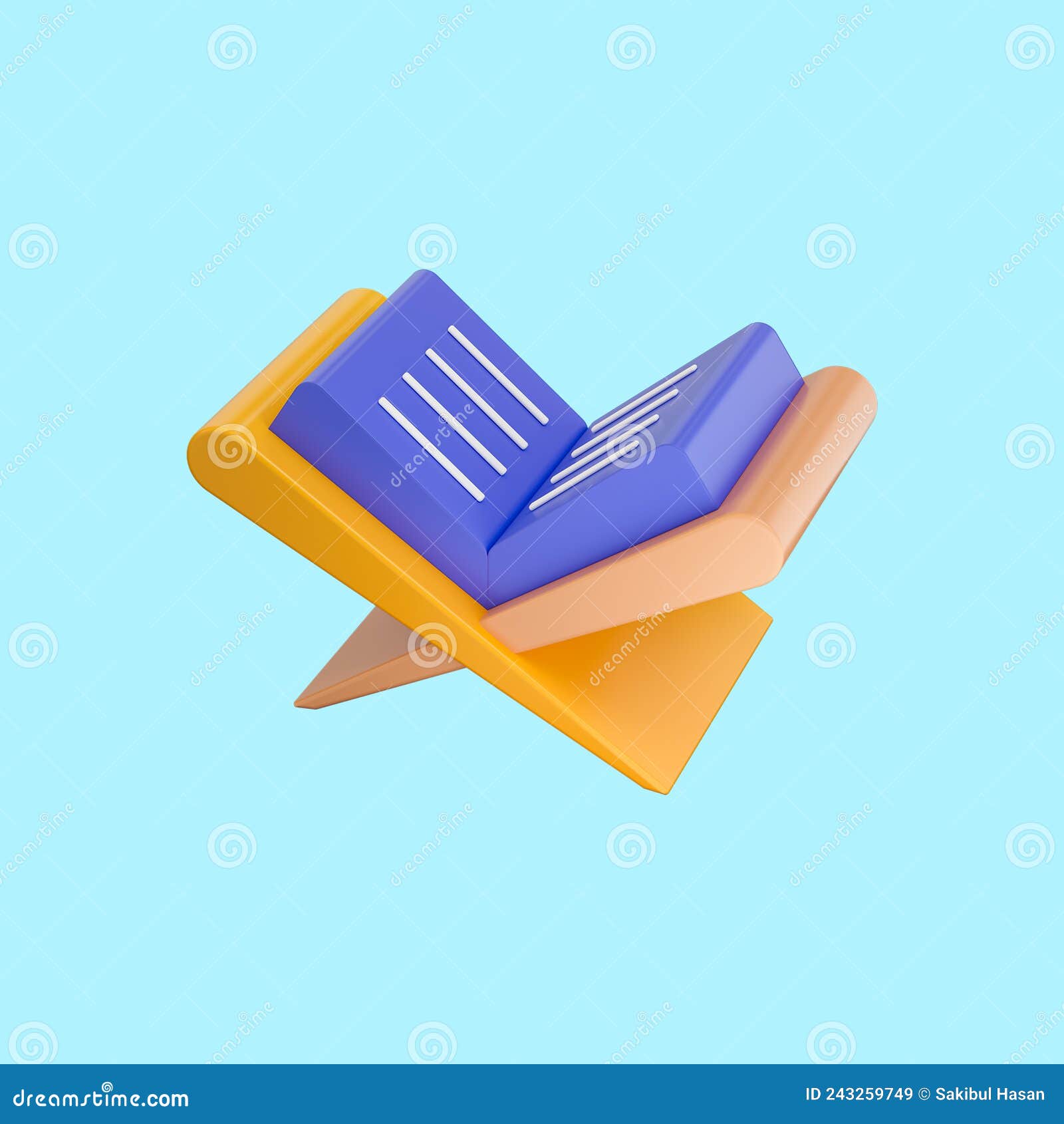 cartoon look quran icon 3d render concept for reading and learning islamic