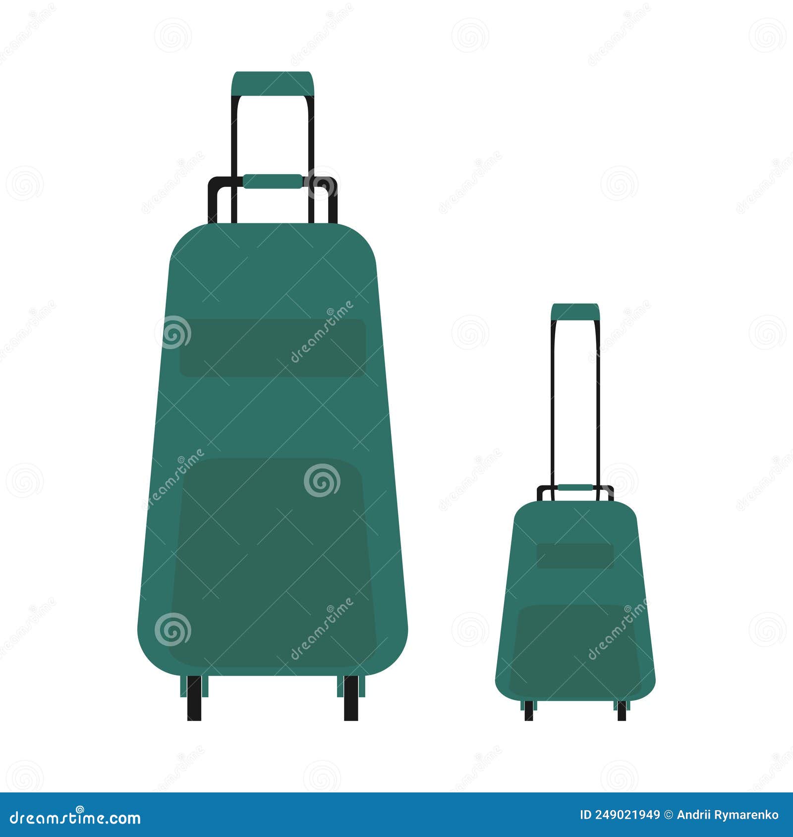 Cartoon Luggage Suitcase on Wheels. Isolate on a White Background